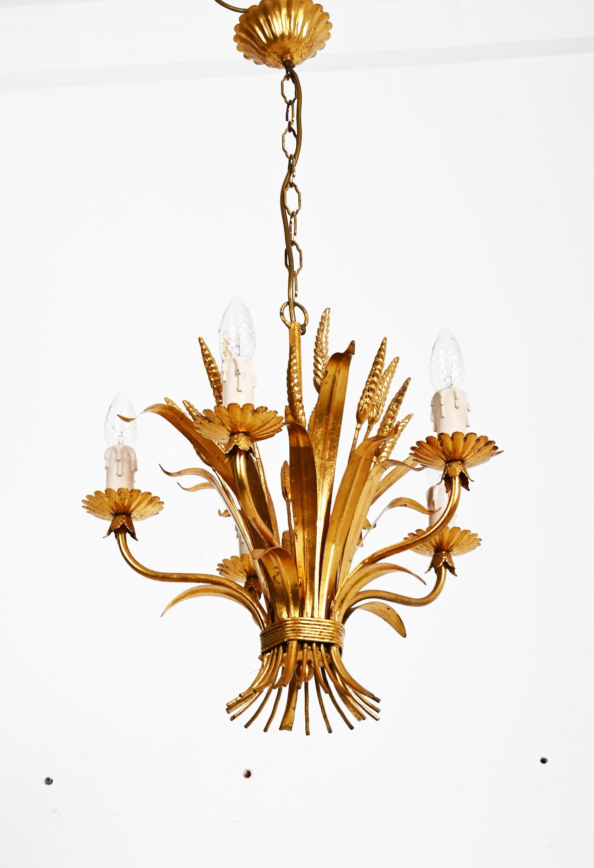 Lustre en forme de gerbe de blé doré par Hans Kögl en vente 2