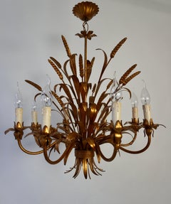 Drei goldene Weizengarben-Kronleuchter von Hans Kögl, Deutschland, 1970er Jahre