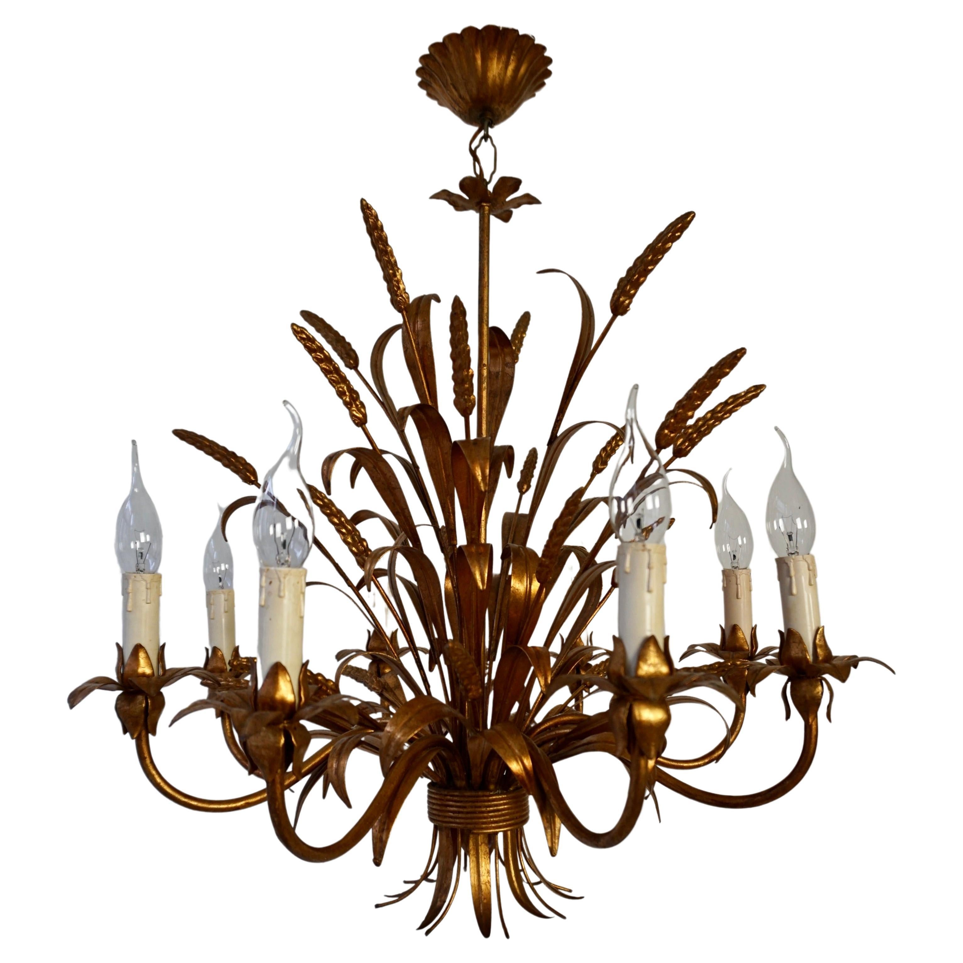 Golden Wheat Sheaf Chandelier by Hans Kögl, Germany, 1970s For Sale