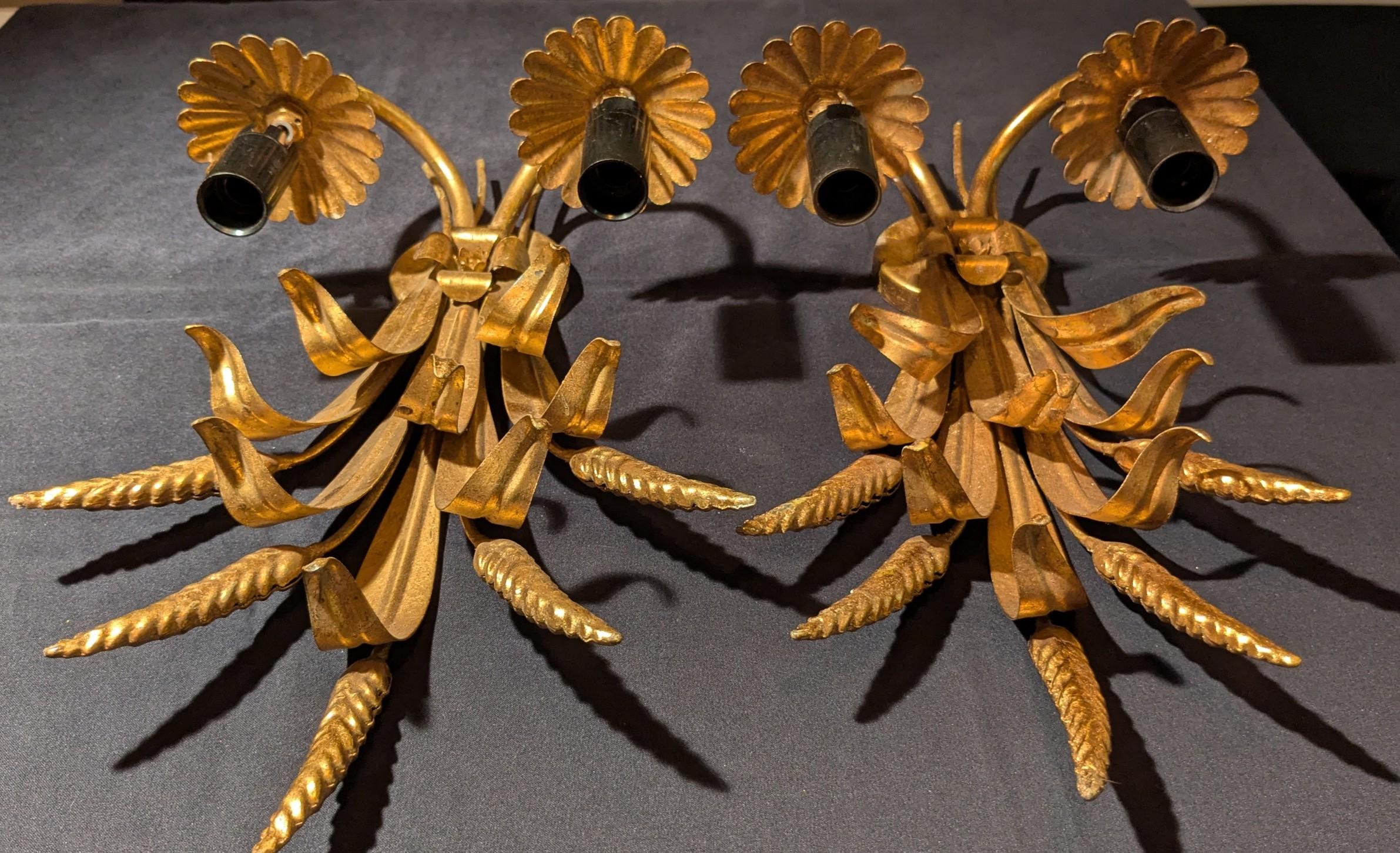 Goldene Weizengarbe Wandleuchter-Paar im Angebot 4