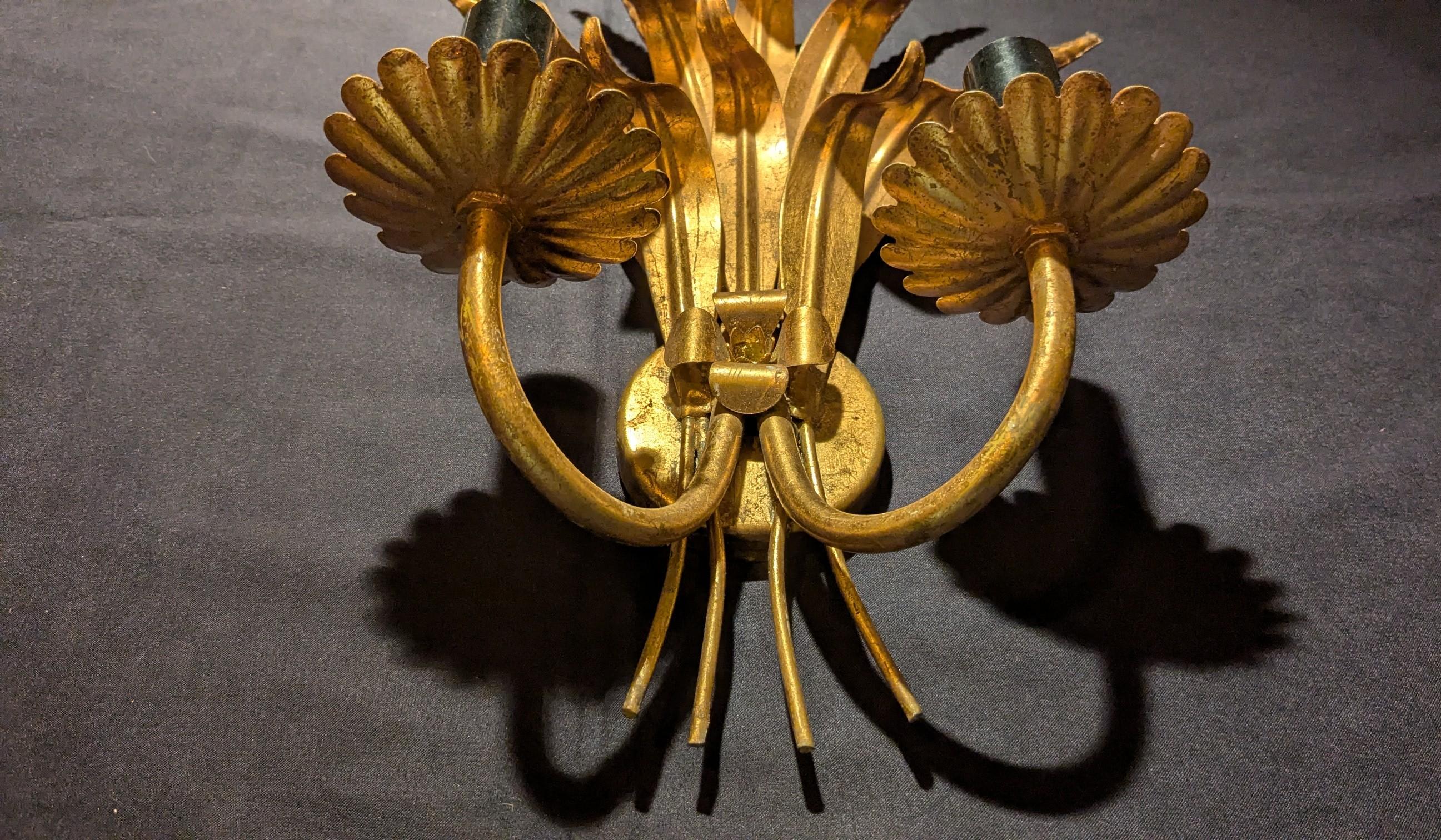 Goldene Weizengarbe Wandleuchter-Paar (Metall) im Angebot