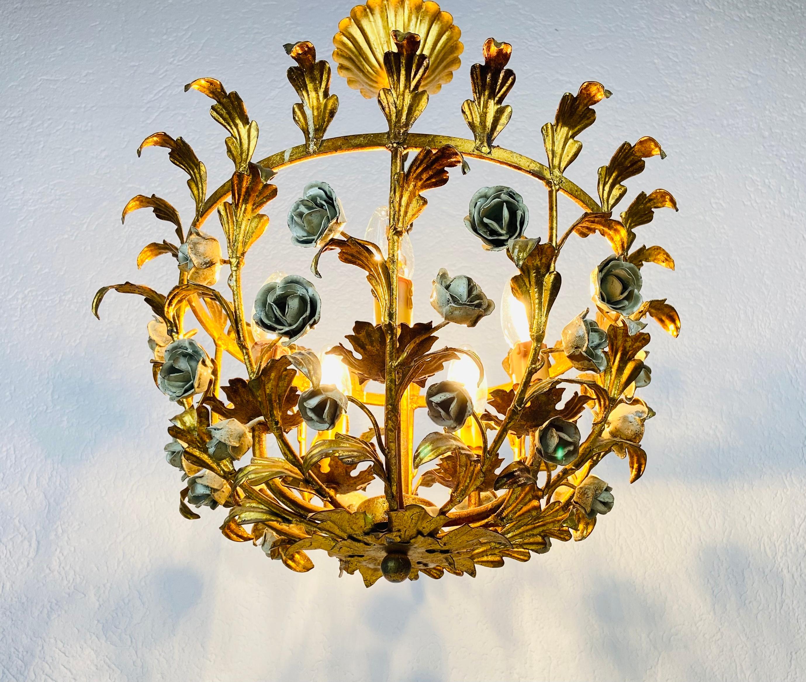 Golden Wheat Sheaf Pendant Lamp by Hans Kögl, Germany, 1970s For Sale 2