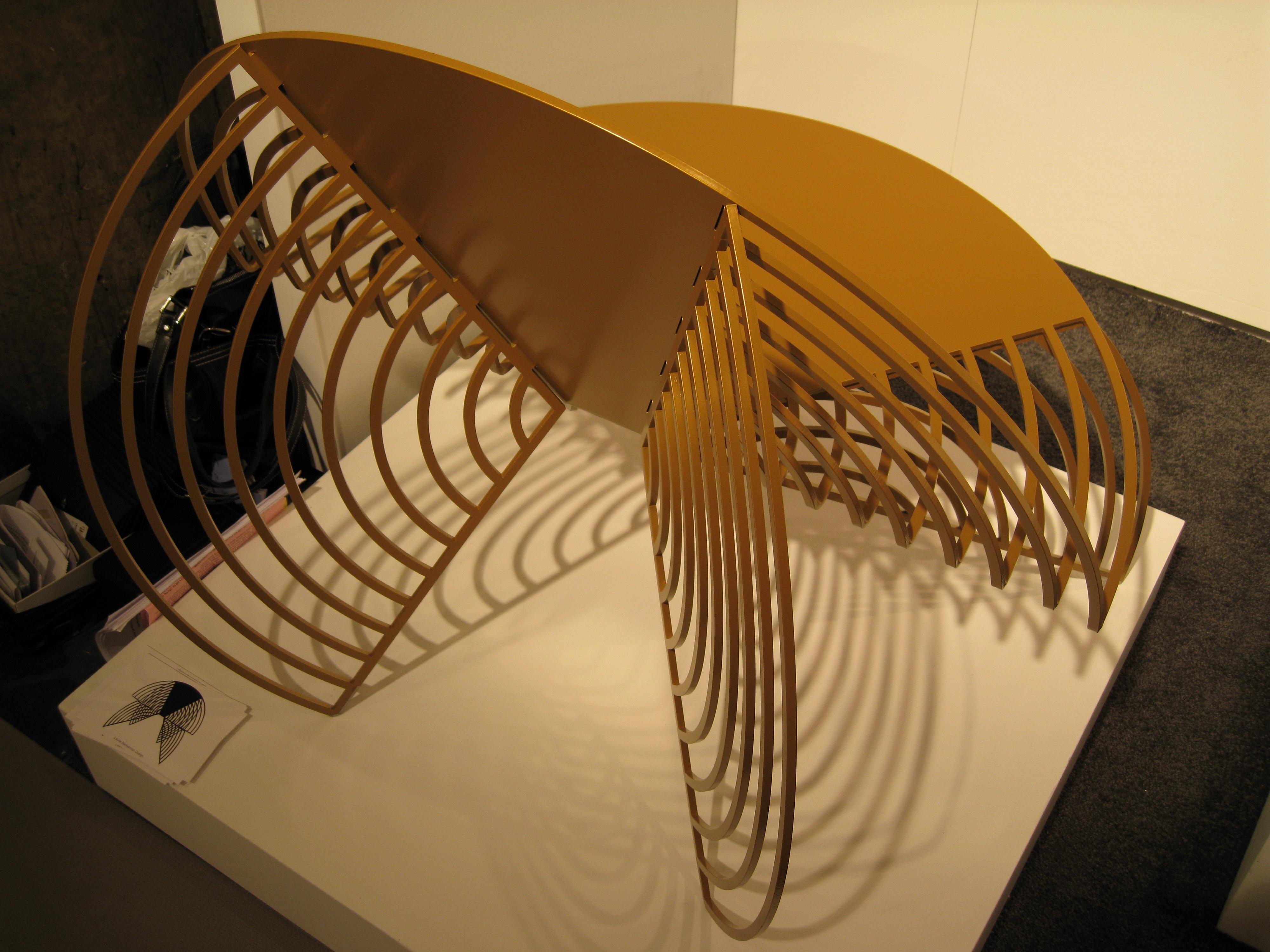 Powder-Coated Golden Wings of Steel Chair, Designed by Laurie Beckerman in 2012 For Sale