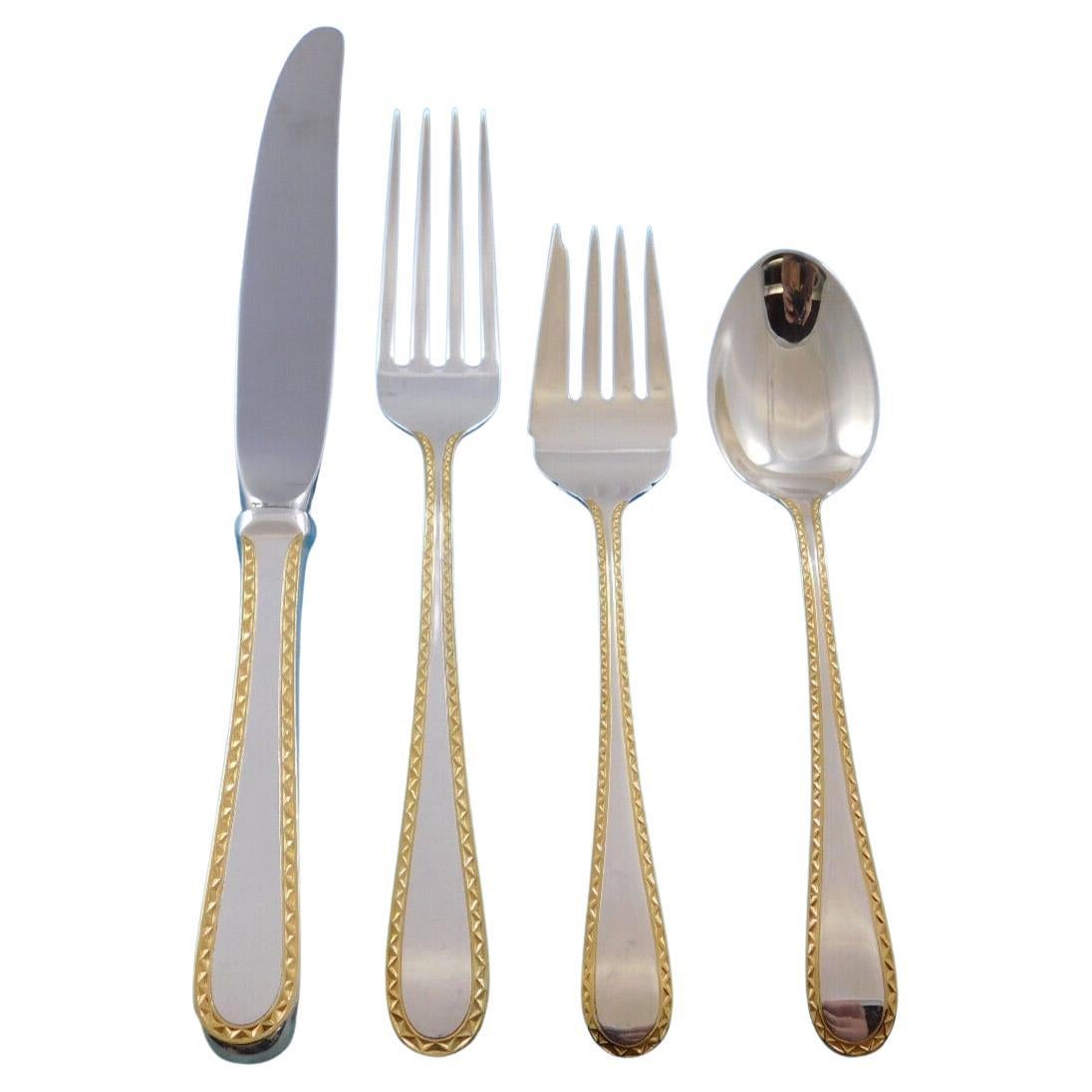 Golden Winslow by Kirk Sterling Silver 8 Flatware Service Set 54 Pieces For Sale