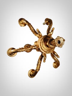 Golden Wood Ceiling Lamp: Elegant 1950s Italian Craftsmanship