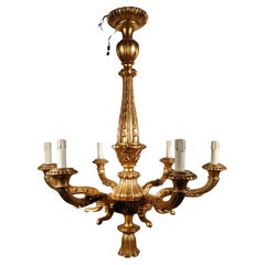 Vintage Golden Wood Ceiling Lamp: Elegant 1950s Italian Craftsmanship