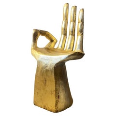 Silla de Mano de Madera Dorada al Estilo de Pedro Friedeberg, Años 70, Italia