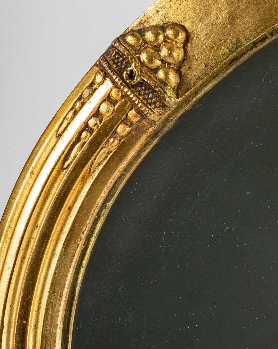 20th Century Golden Wood Mirror-Beveled Ice-Wedgwood Blue Jasper Porcelain Medallion For Sale