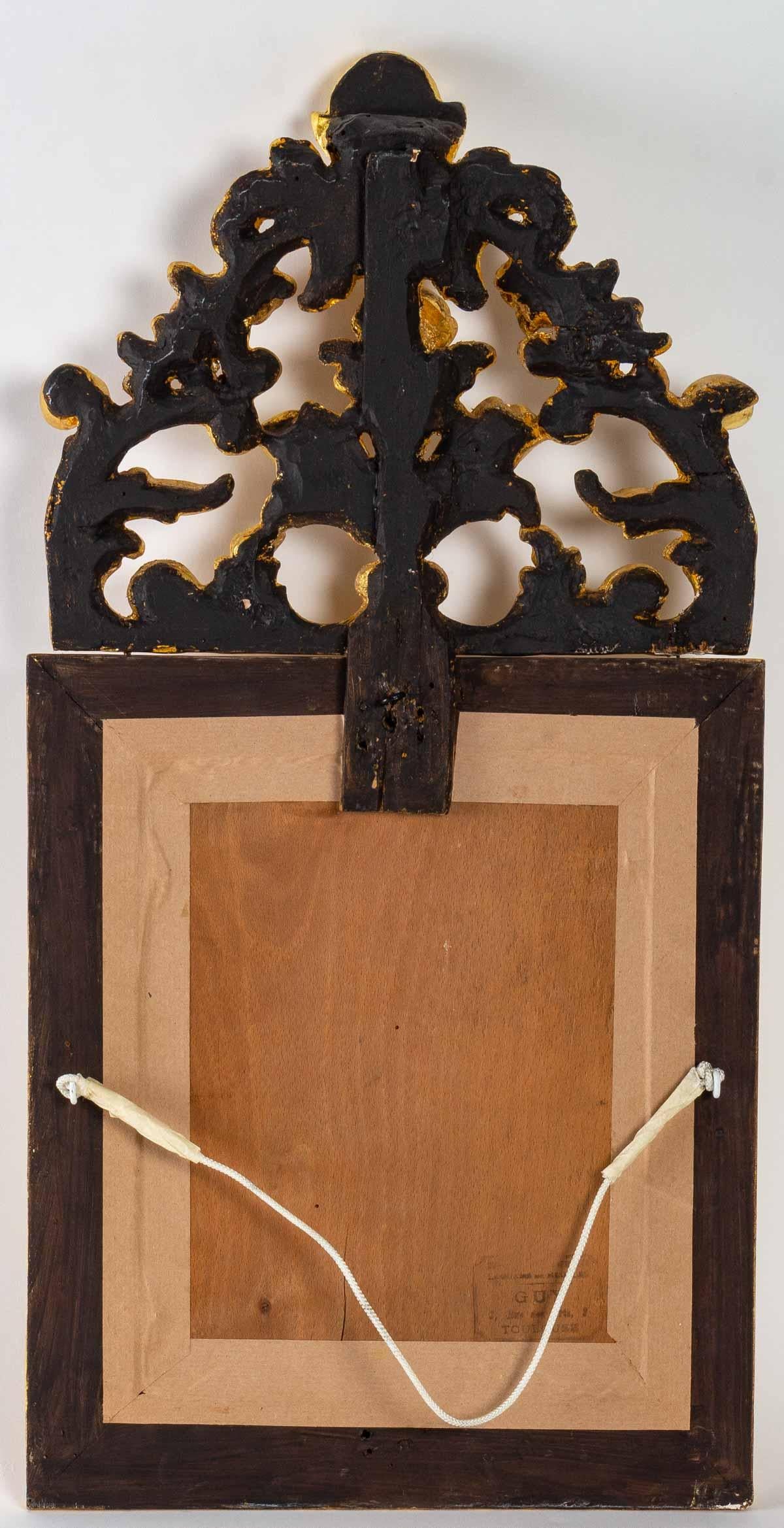 Goldener Holzspiegel – Quecksilberglas – Mercury Ice – Periode: Louis XV. (Vergoldet) im Angebot