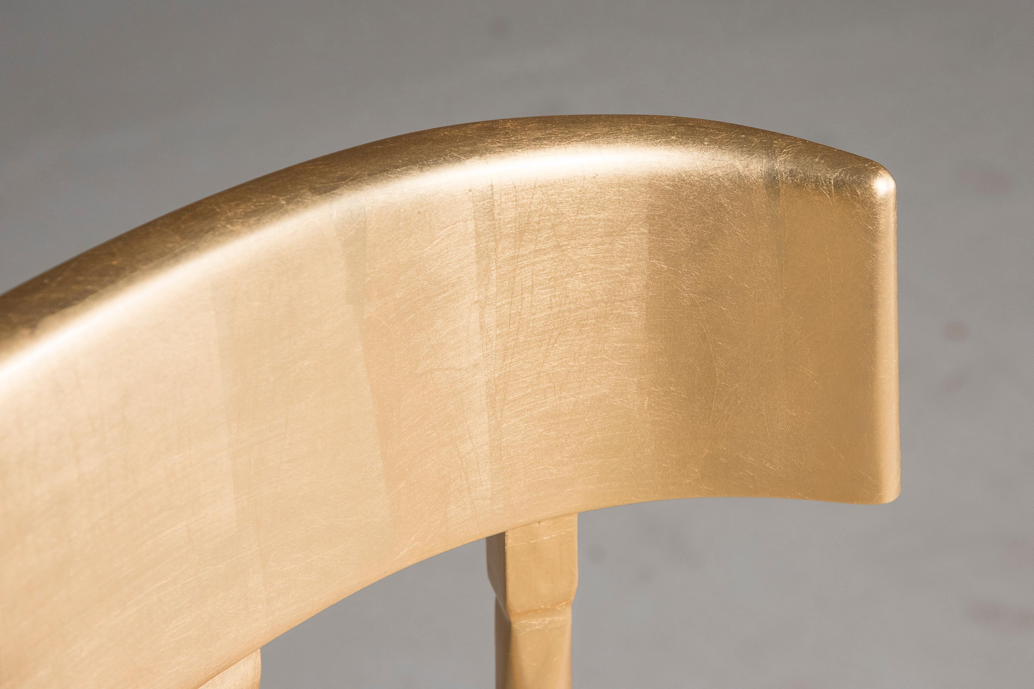Golden Woven Leather Saber Legs Klismos Style Chairs For Sale 1