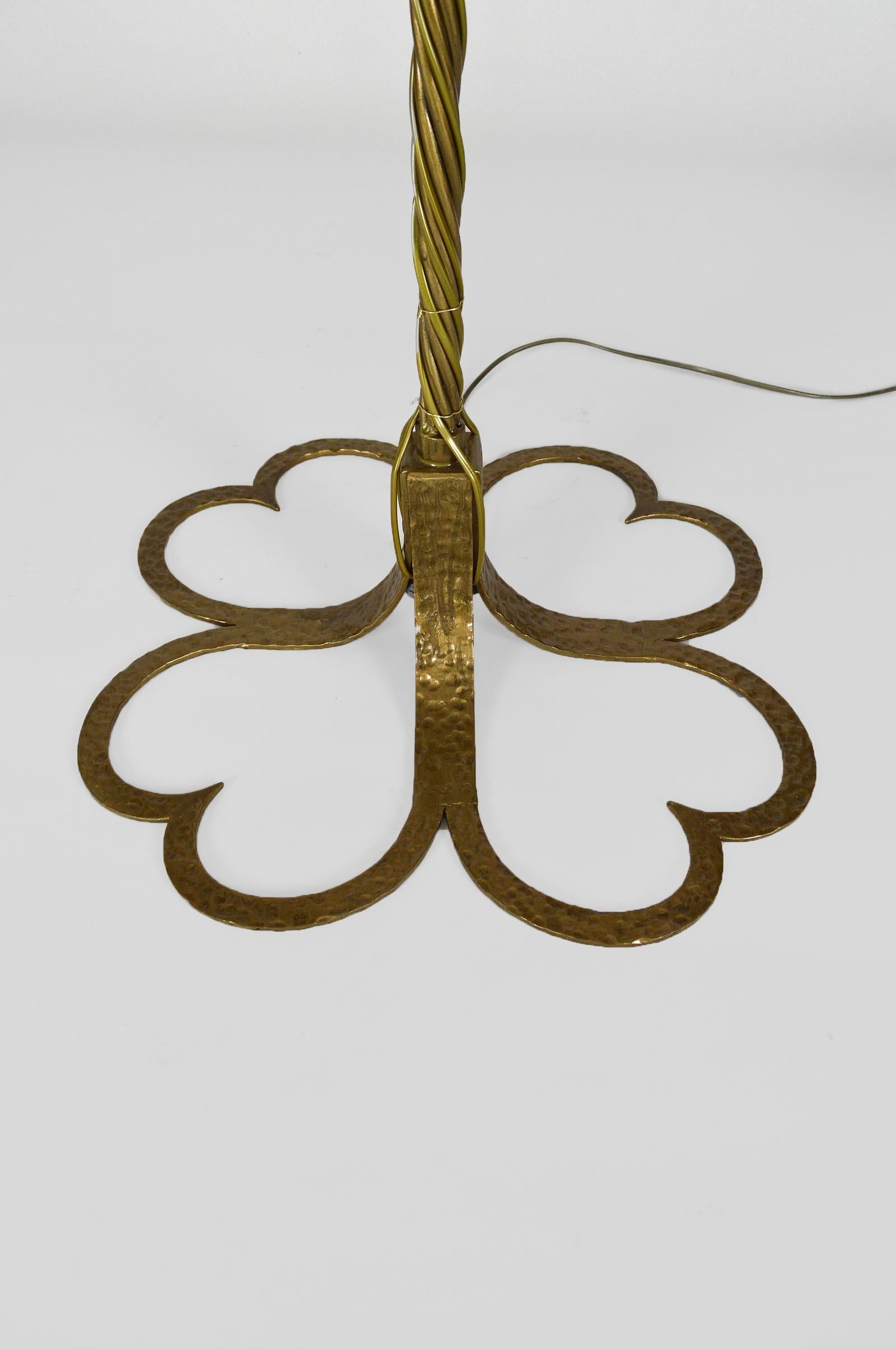 Golden Wrought Iron 5-Lights Floor Lamp, Mid-Century, France For Sale 8