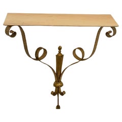 Golden Wrought Iron Console Table attributed to Pier Luigi Colli, 1950s