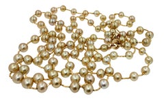 Golden Yellow AAA South Sea Pearls 18K Yellow Gold Long Necklace