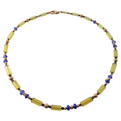Goldgelbe Beryllkristall-Perlenkette mit 18 Karat mattem Rose & Schwarzgold