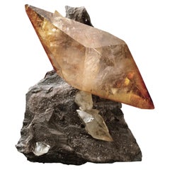 Spécimen minéral de cristal de Calcite jaune doré, mine en bois d'or, États-Unis
