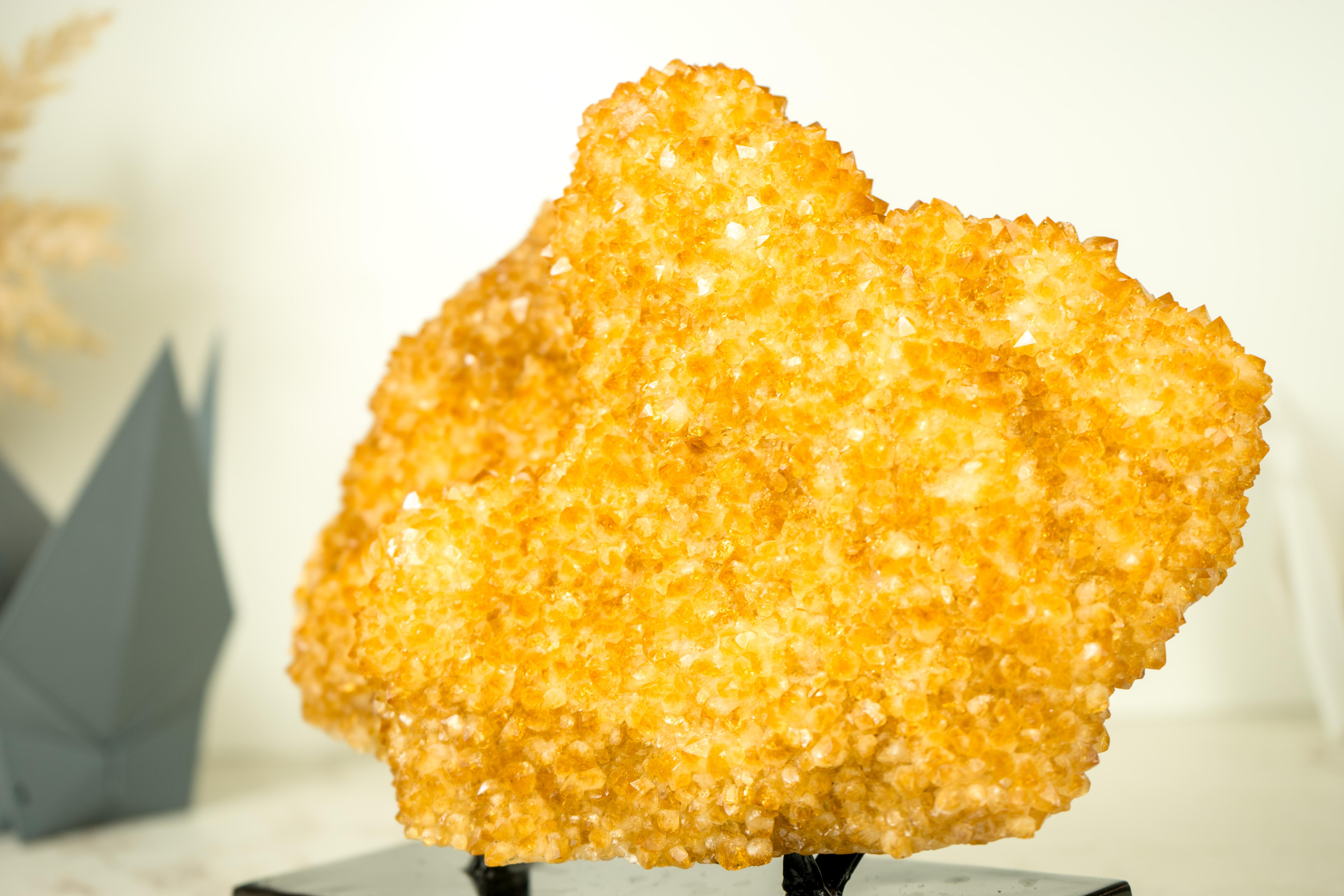 Yellow Citrine Cluster with Rare Citrine Stalactite Flower Formation

▫️ Description ▫️

A Citrine Cluster that displays many striking and rare characteristics such as its golden yellow color, and bright points that are known as Galaxy Citrine. This