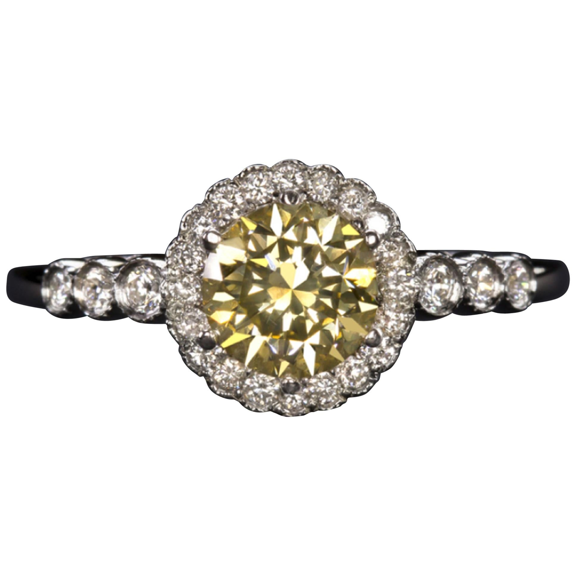 Golden Yellow Diamond Solitaire Ring