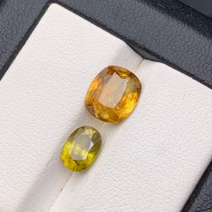 Golden Yellow Natural Sphene / Titanite 4.21 Ct Cushion Oval Cut Loose Gemstones
