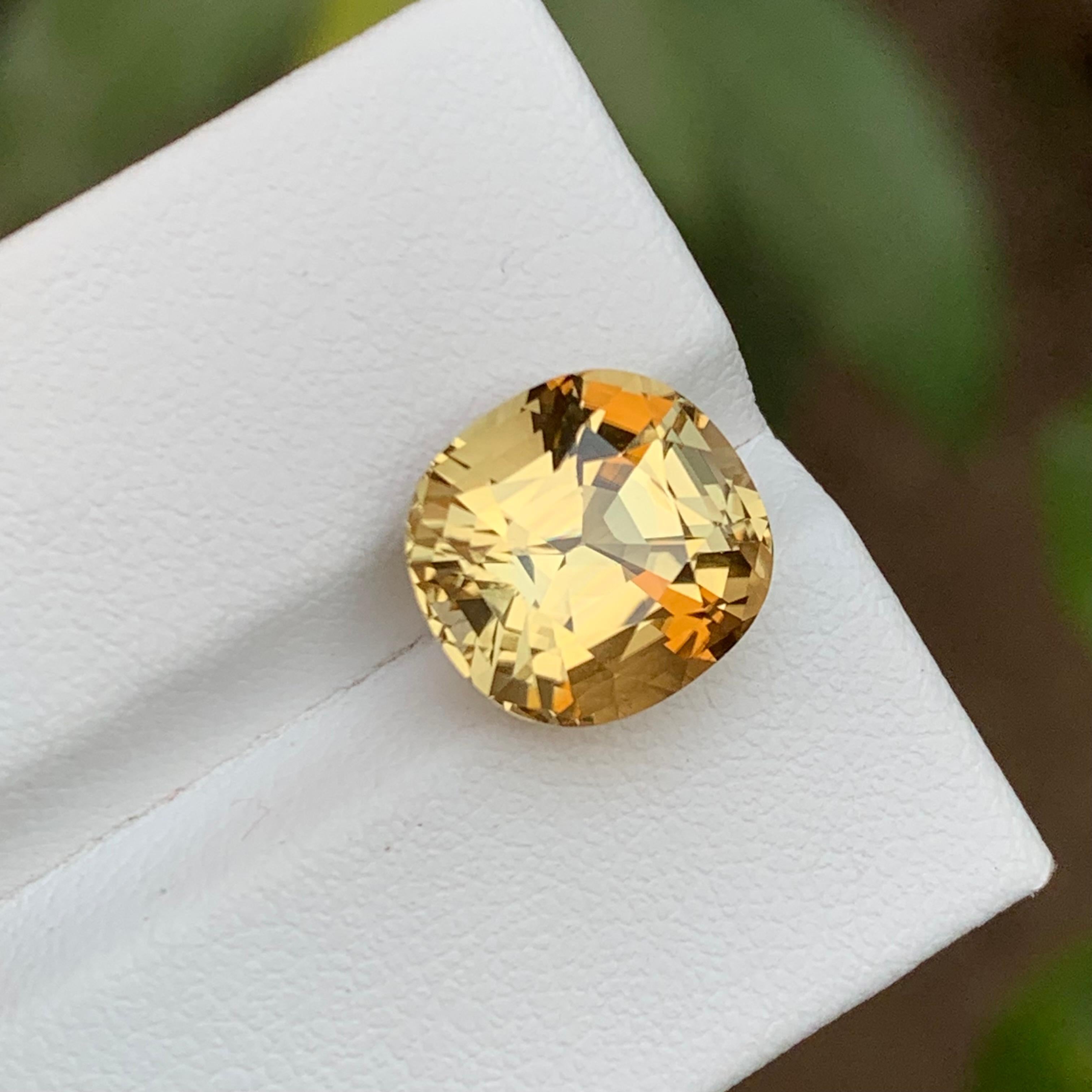 Golden Yellow Natural Tourmaline Gemstone, 6.75 Ct Cushion Cut for Ring/Pendant For Sale 5