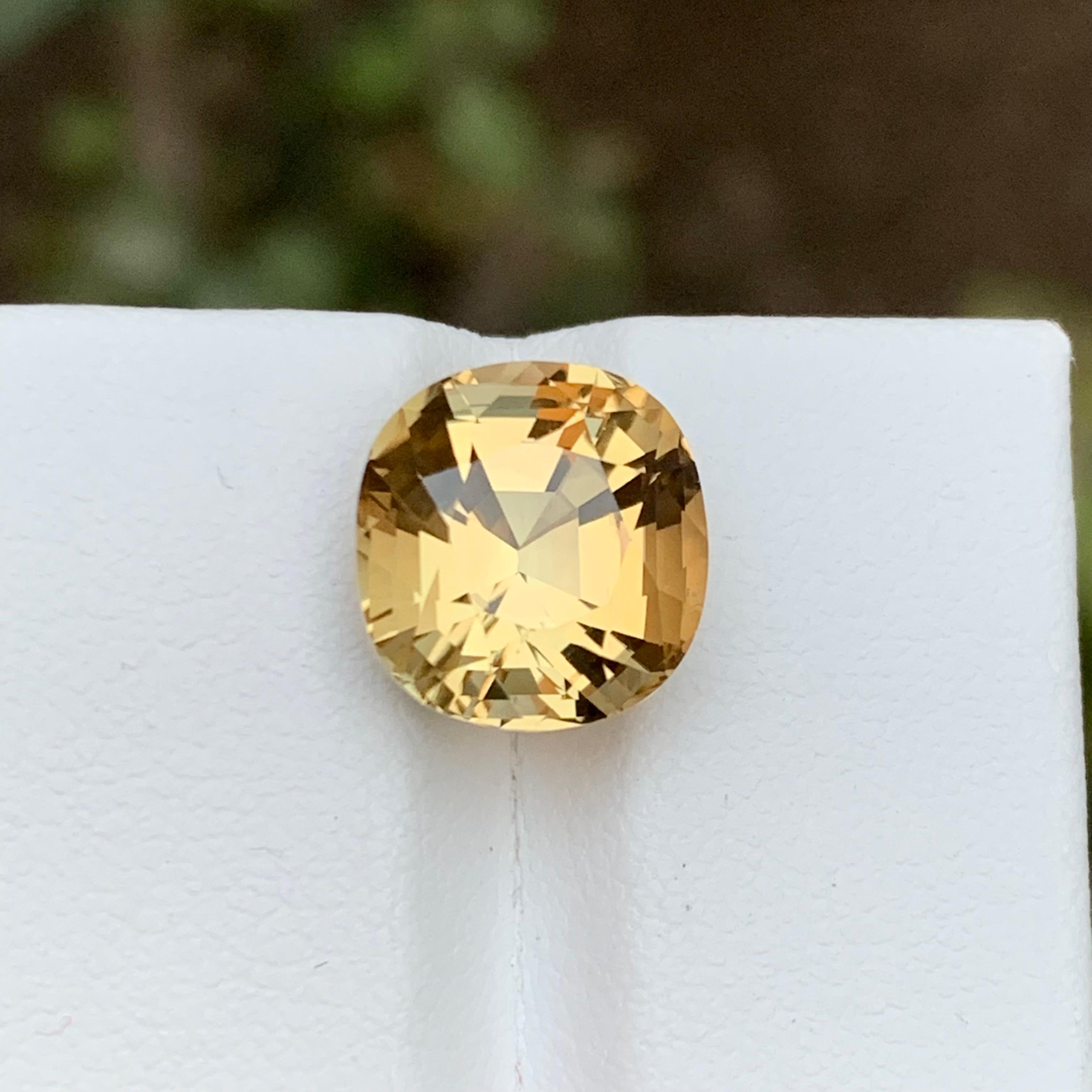 Golden Yellow Natural Tourmaline Gemstone, 6.75 Ct Cushion Cut for Ring/Pendant For Sale 11