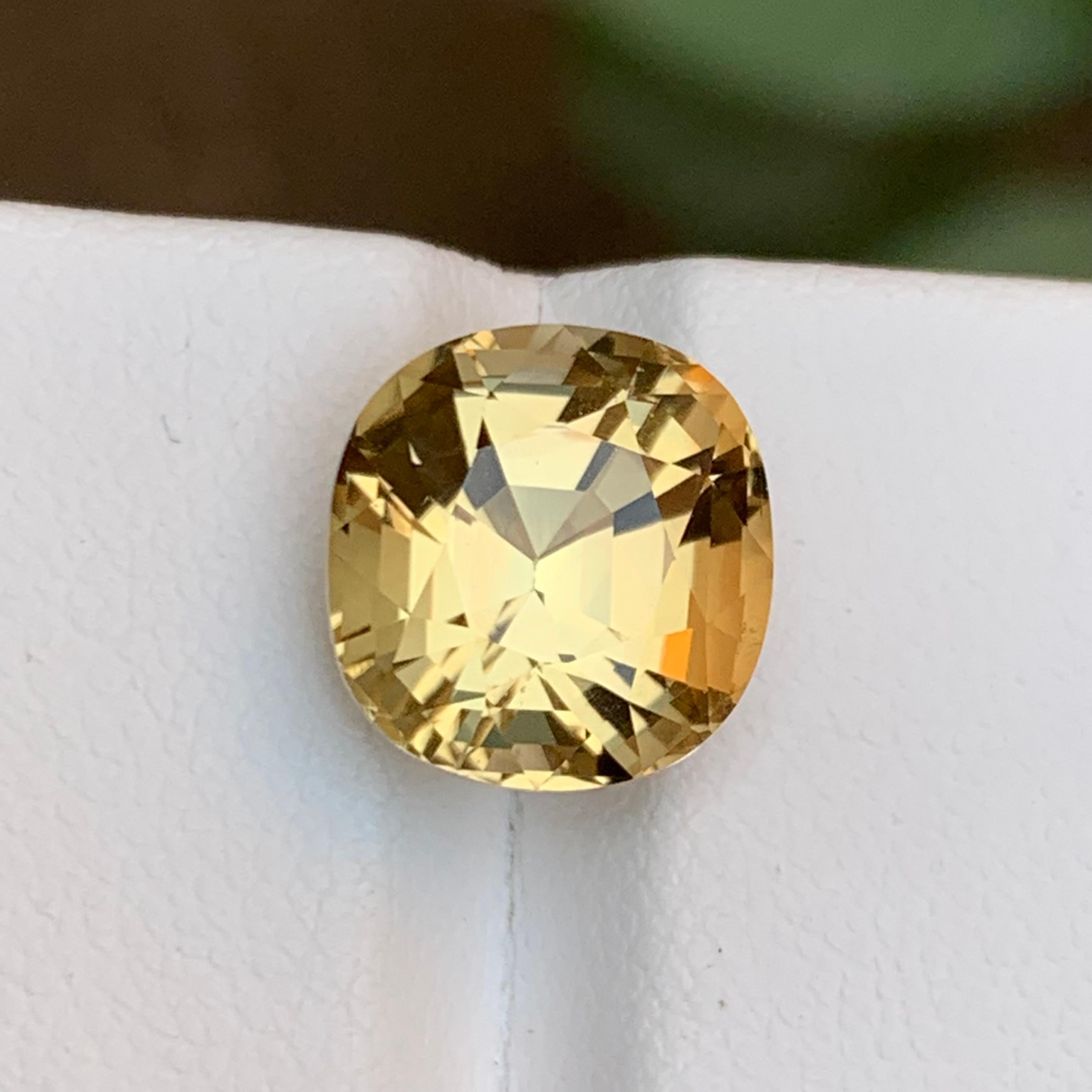 Women's or Men's Golden Yellow Natural Tourmaline Gemstone, 6.75 Ct Cushion Cut for Ring/Pendant For Sale