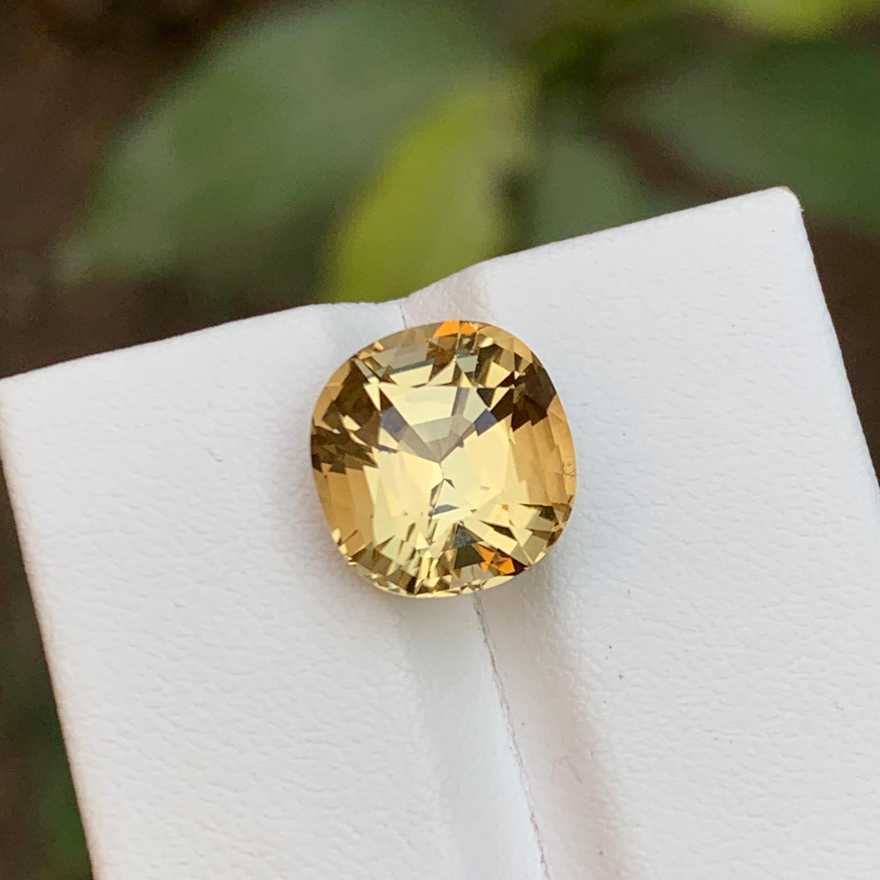 Golden Yellow Natural Tourmaline Gemstone, 6.75 Ct Cushion Cut for Ring/Pendant For Sale 3