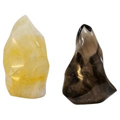 2 Quartz Flames Carved from Natural Specimens