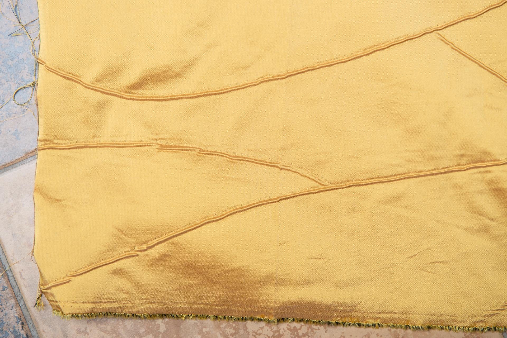 English Golden Yellow Silk Remnant Textile Fabric Mulberry