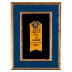 Golden Yellow Silk Suffrage Ribbon, with Endorsement from Warren G. Harding