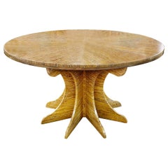 Runder Tisch aus goldenem, gelbem Travertin