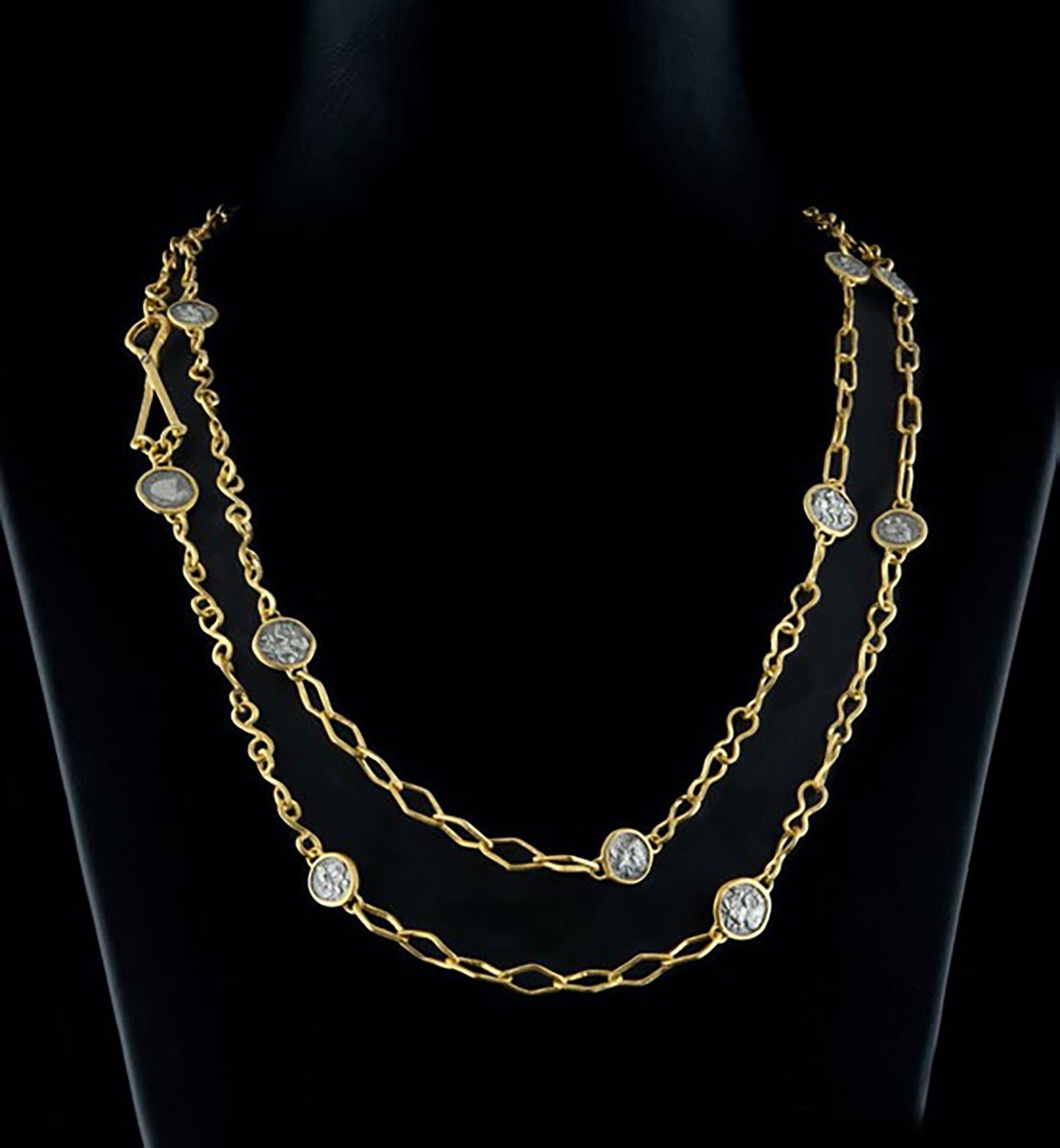 Goldenhorn-Halskette mit Münzen und Diamanten von Kurtulan Jewellery (Byzantinisch) im Angebot