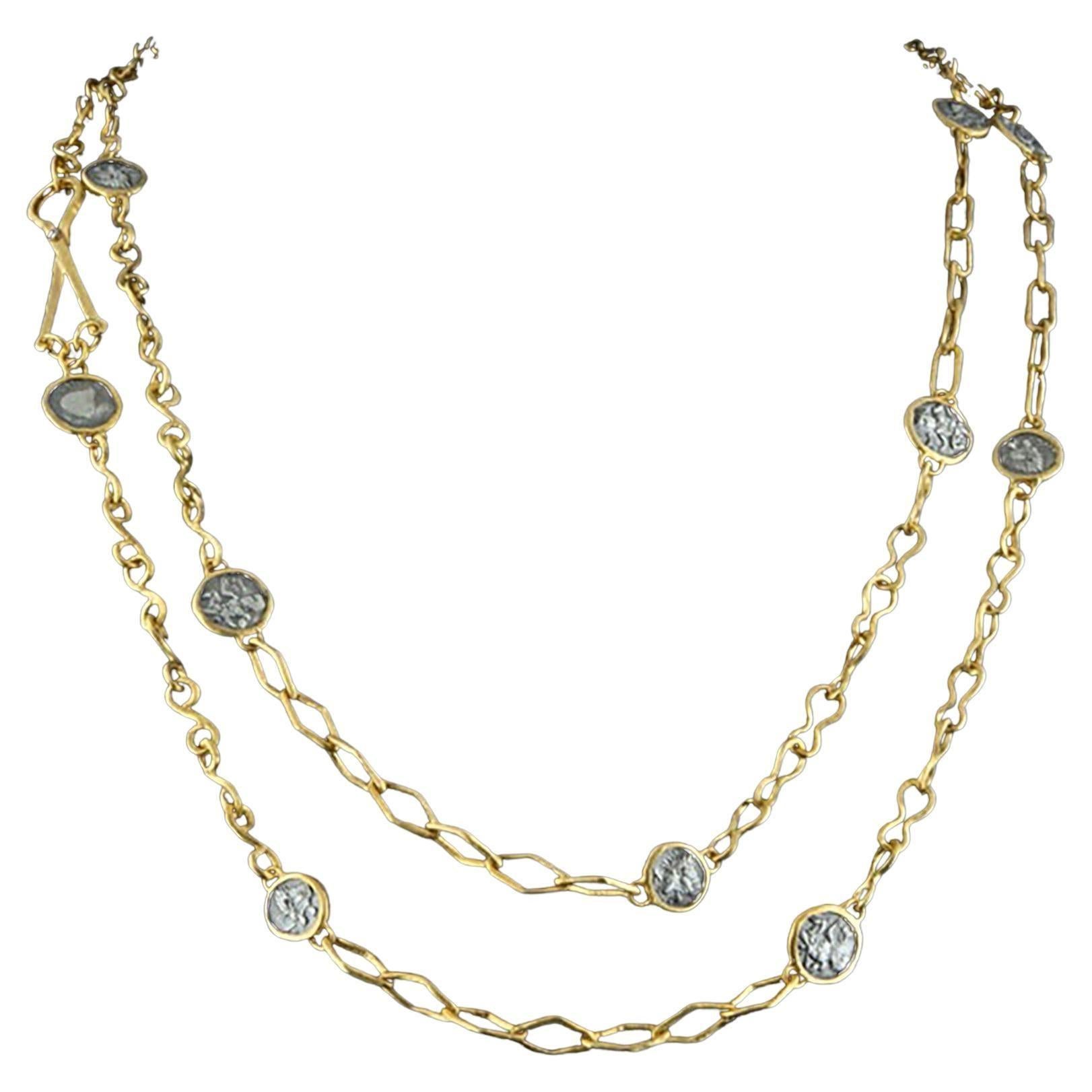 Goldenhorn-Halskette mit Münzen und Diamanten von Kurtulan Jewellery im Zustand „Neu“ im Angebot in Bozeman, MT