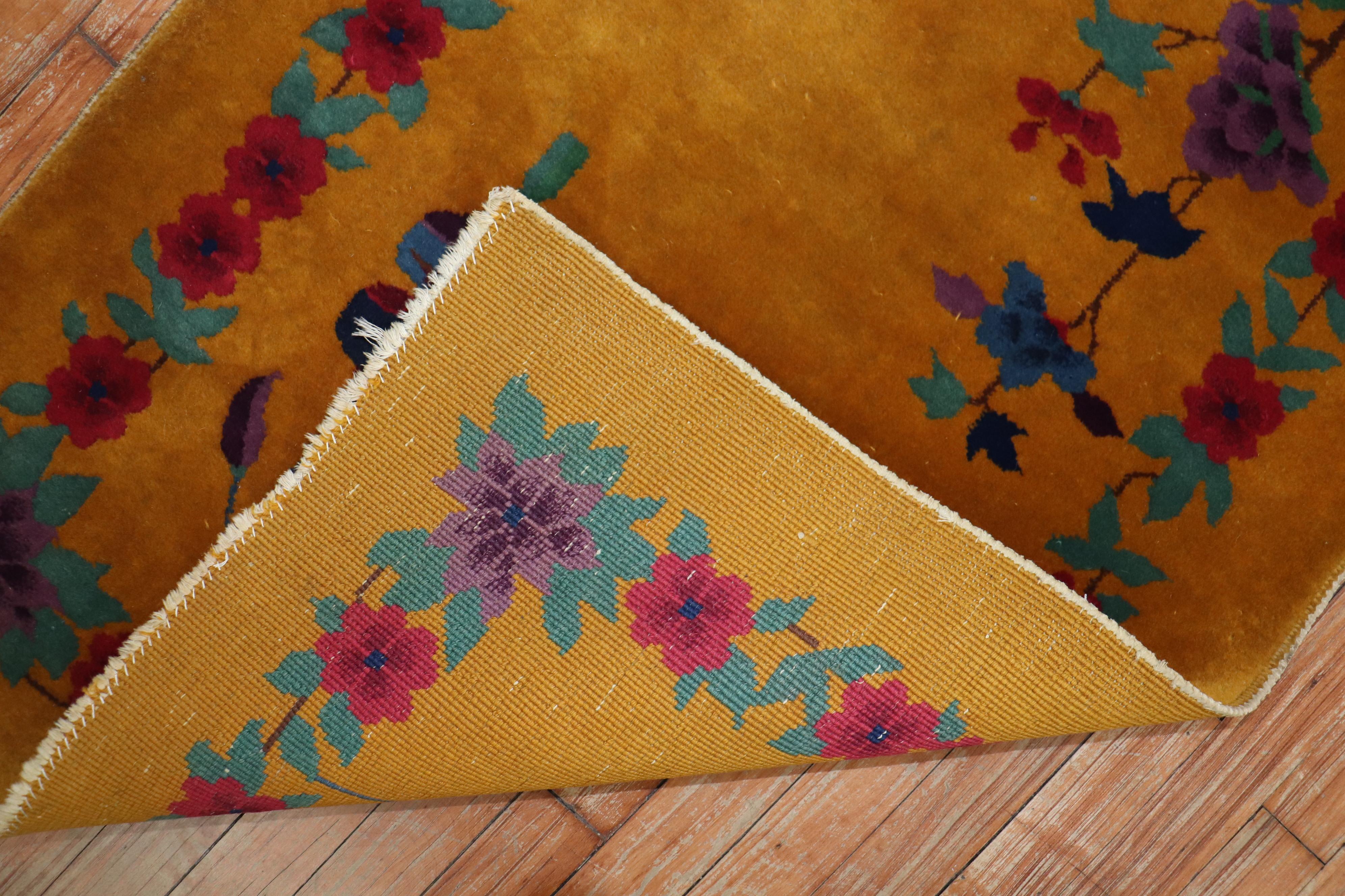 Tessuto a mano Tappeto Goldenrod Art Deco Cinese Scatter Size in vendita