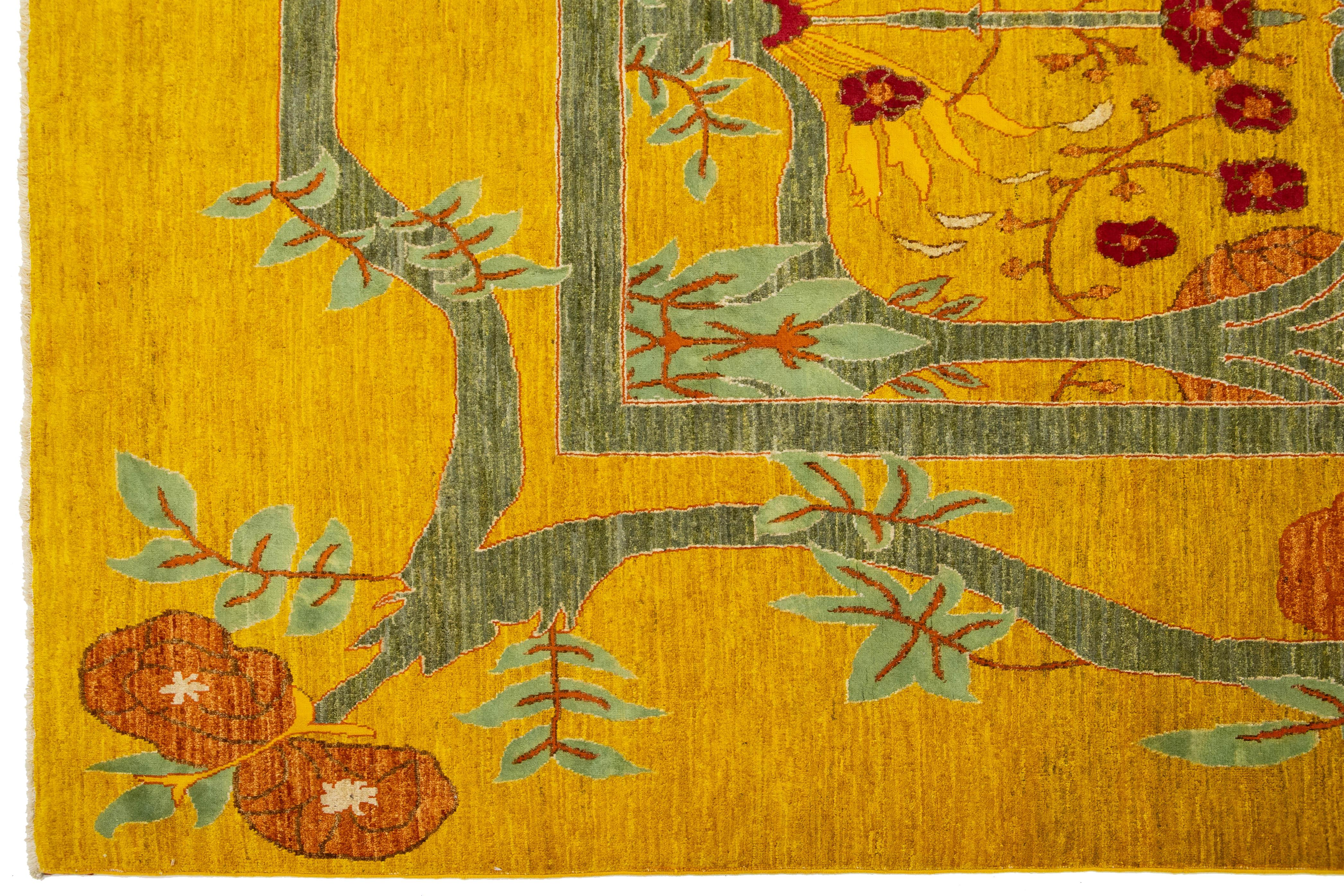 Tapis en laine de style oushak moderne Goldenrod avec motif Allover Neuf - En vente à Norwalk, CT