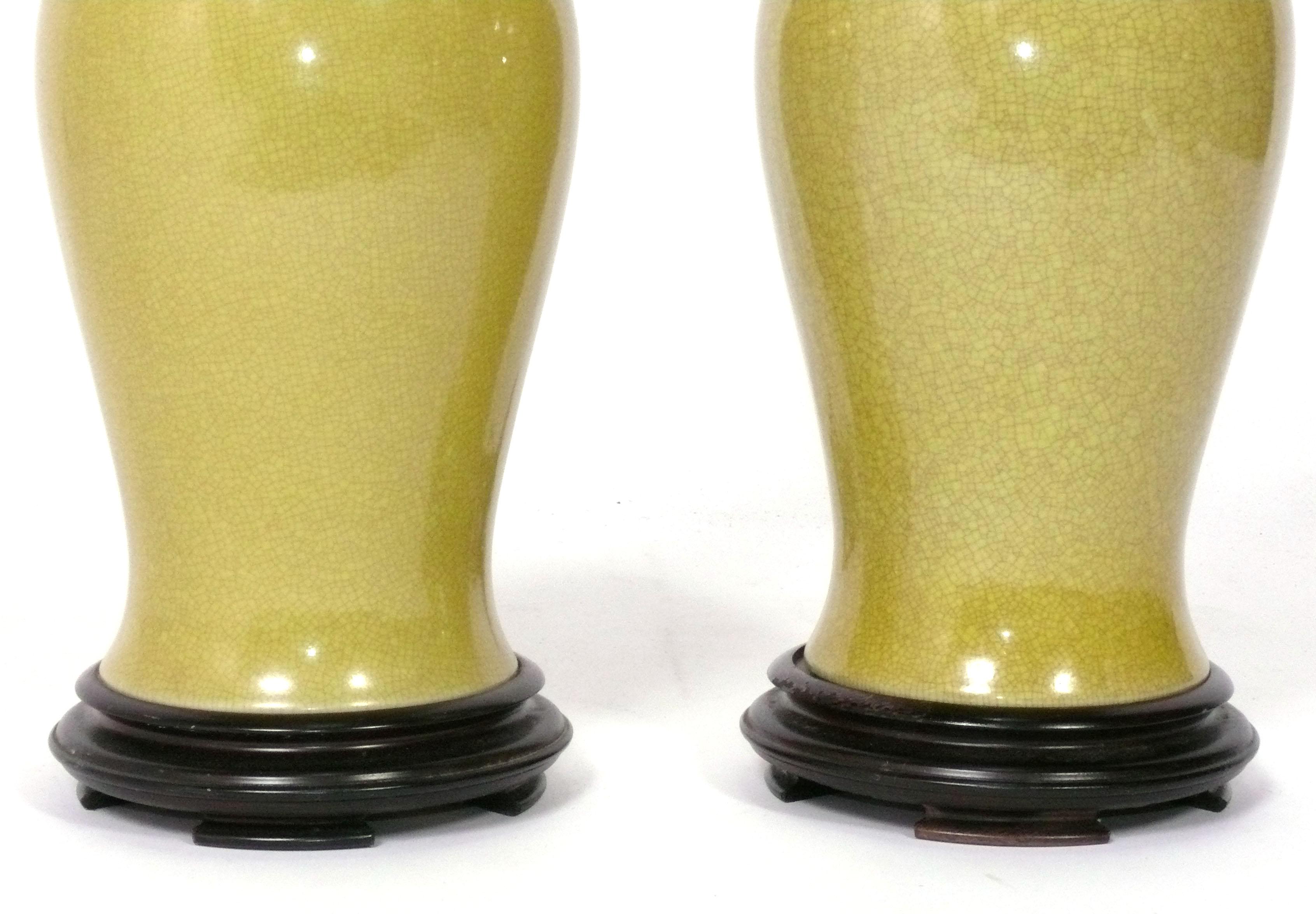 American Goldenrod Yellow Chinoiserie Ceramic Lamps