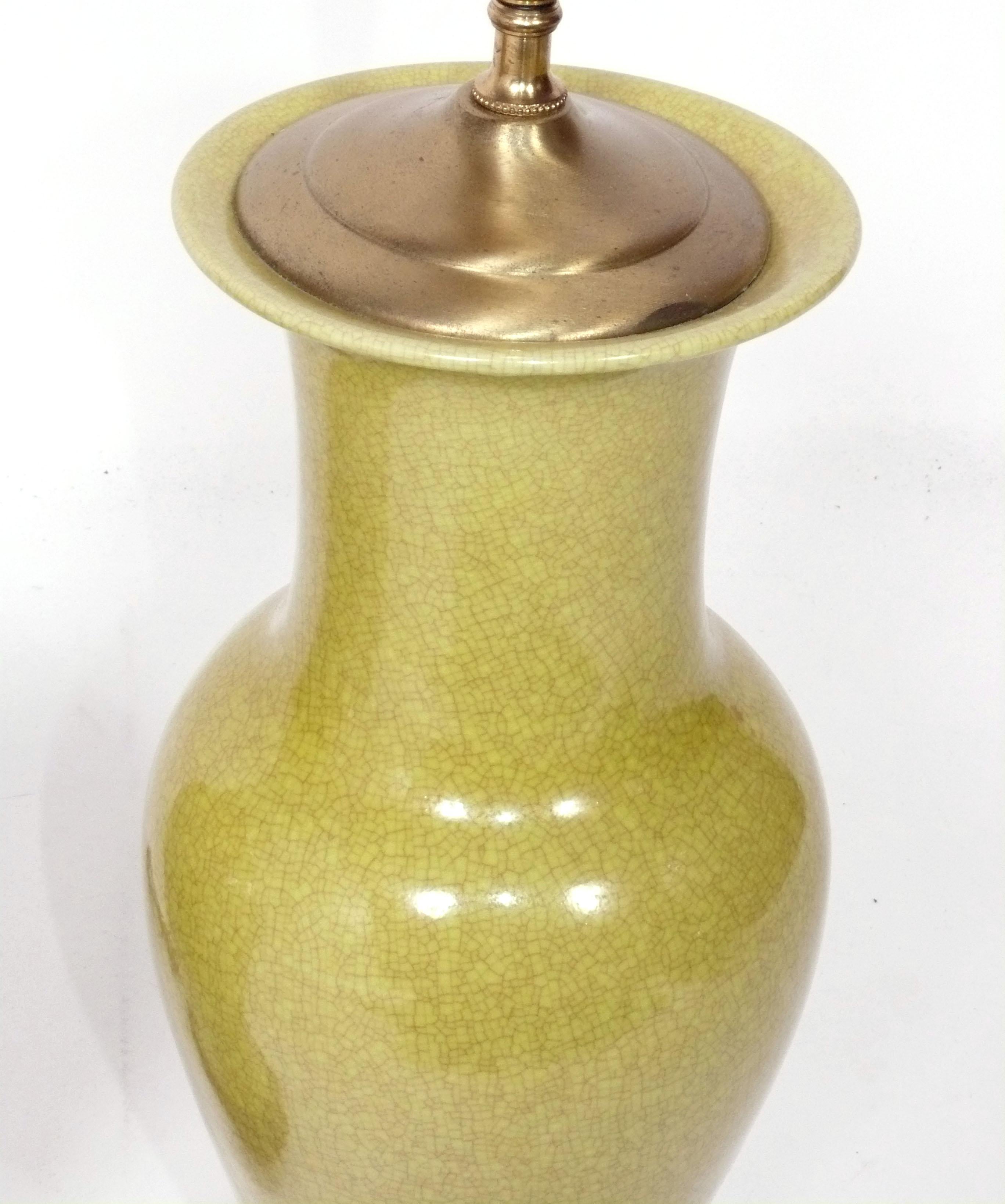Goldenrod Yellow Chinoiserie Ceramic Lamps In Good Condition In Atlanta, GA