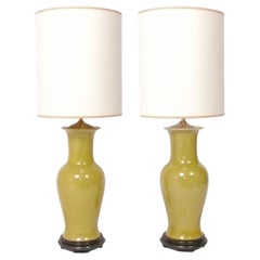 Lampade in ceramica a cineserie giallo oro