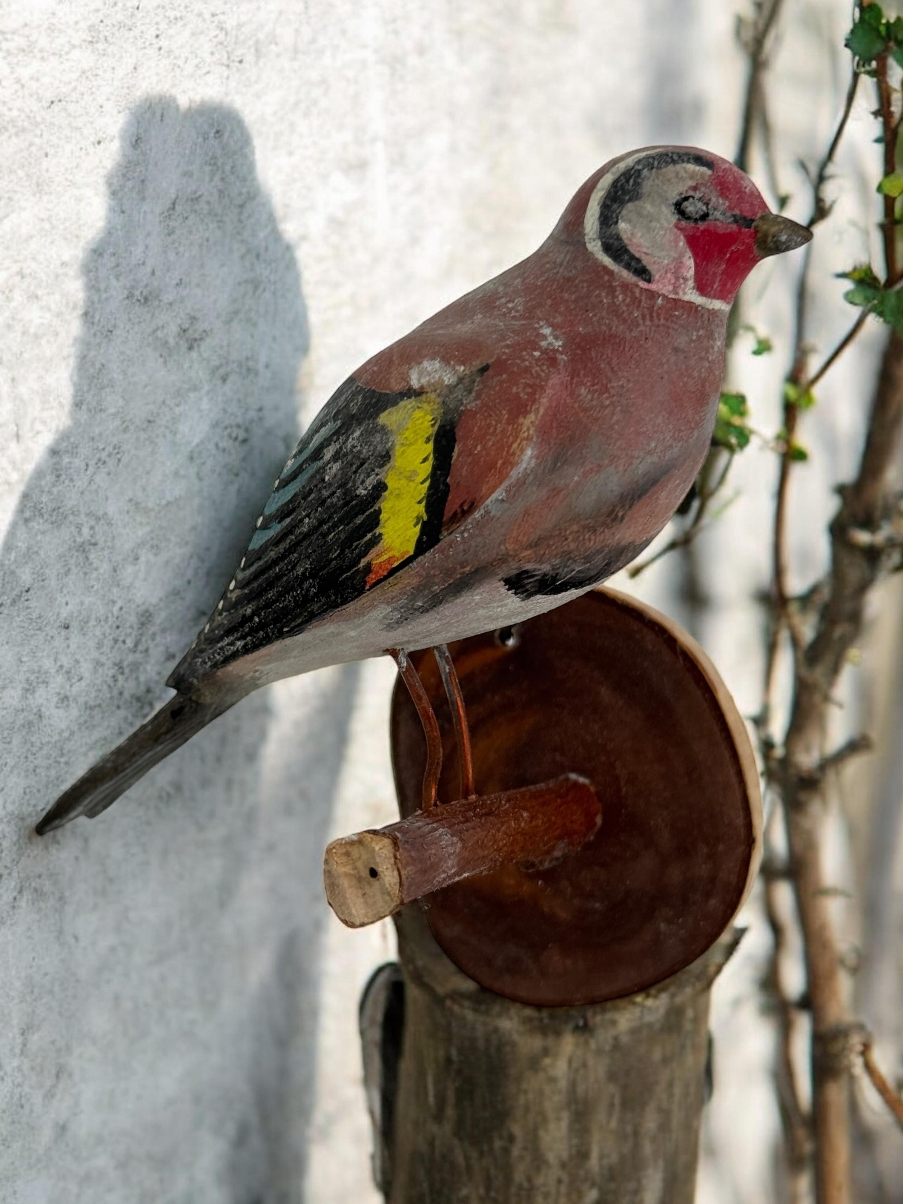 Jilguero Vichtauer Pájaro de madera tallada a mano Arte popular de la Selva Negra, Austria, años 20 en venta 3
