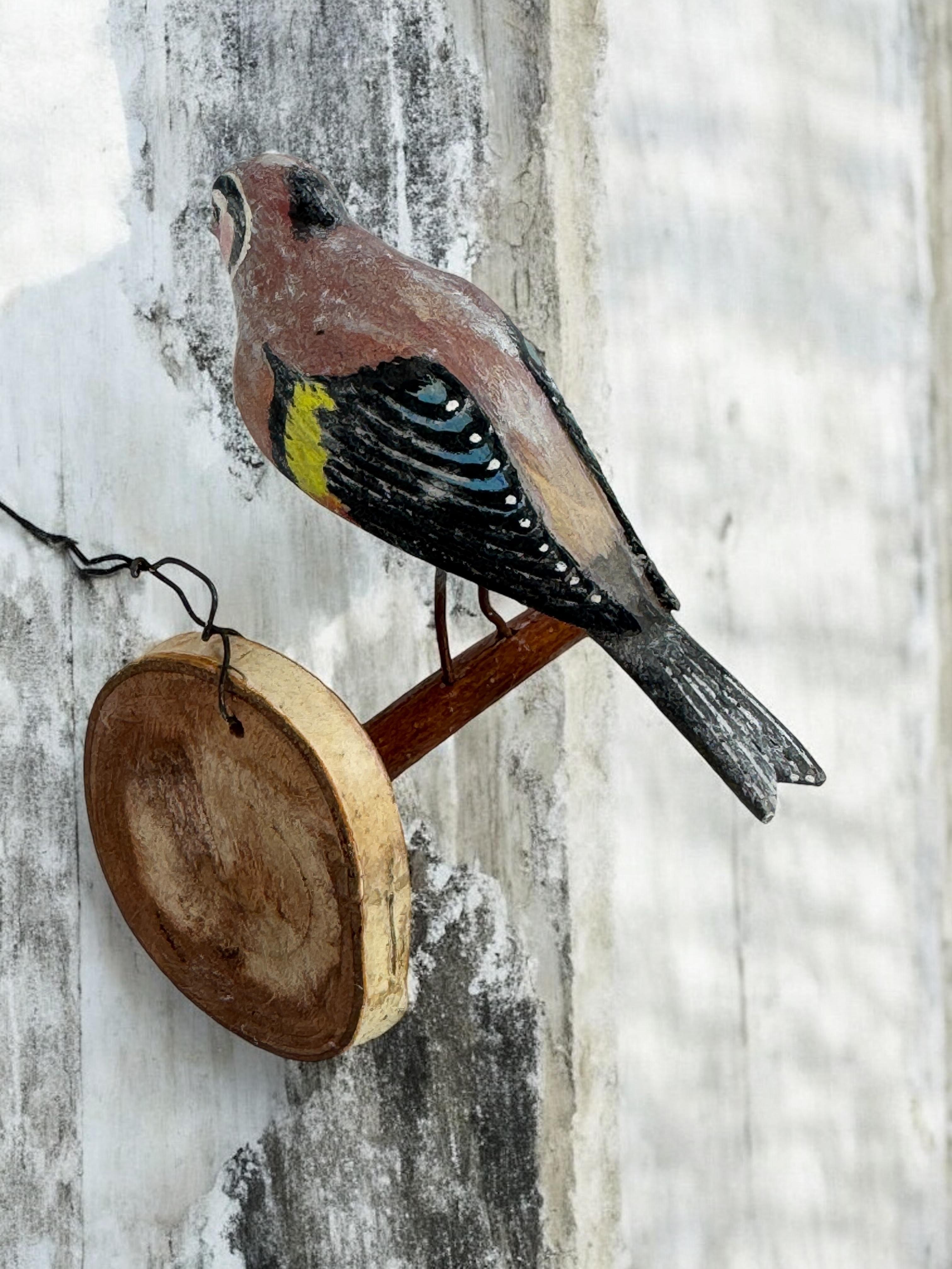 Jilguero Vichtauer Pájaro de madera tallada a mano Arte popular de la Selva Negra, Austria, años 20 en venta 4