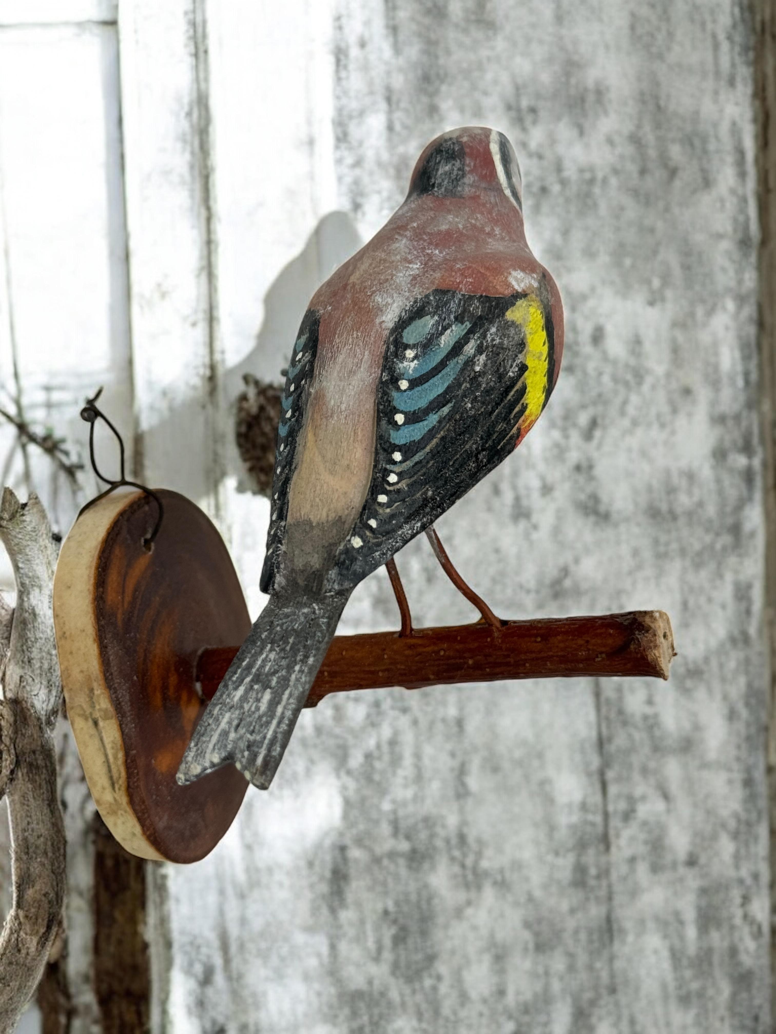 Jilguero Vichtauer Pájaro de madera tallada a mano Arte popular de la Selva Negra, Austria, años 20 en venta 1