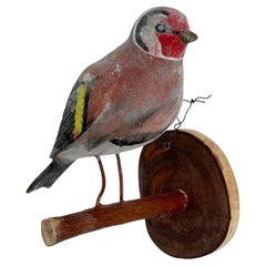 Goldfinch Viechtauer Hand Carved Wood Bird Black Forest Folk Art, Austria, 1920s
