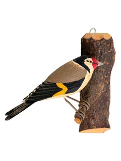 Goldfinch Viechtauer Hand Carved Wood Bird, Black Forest Folk Art, Austria