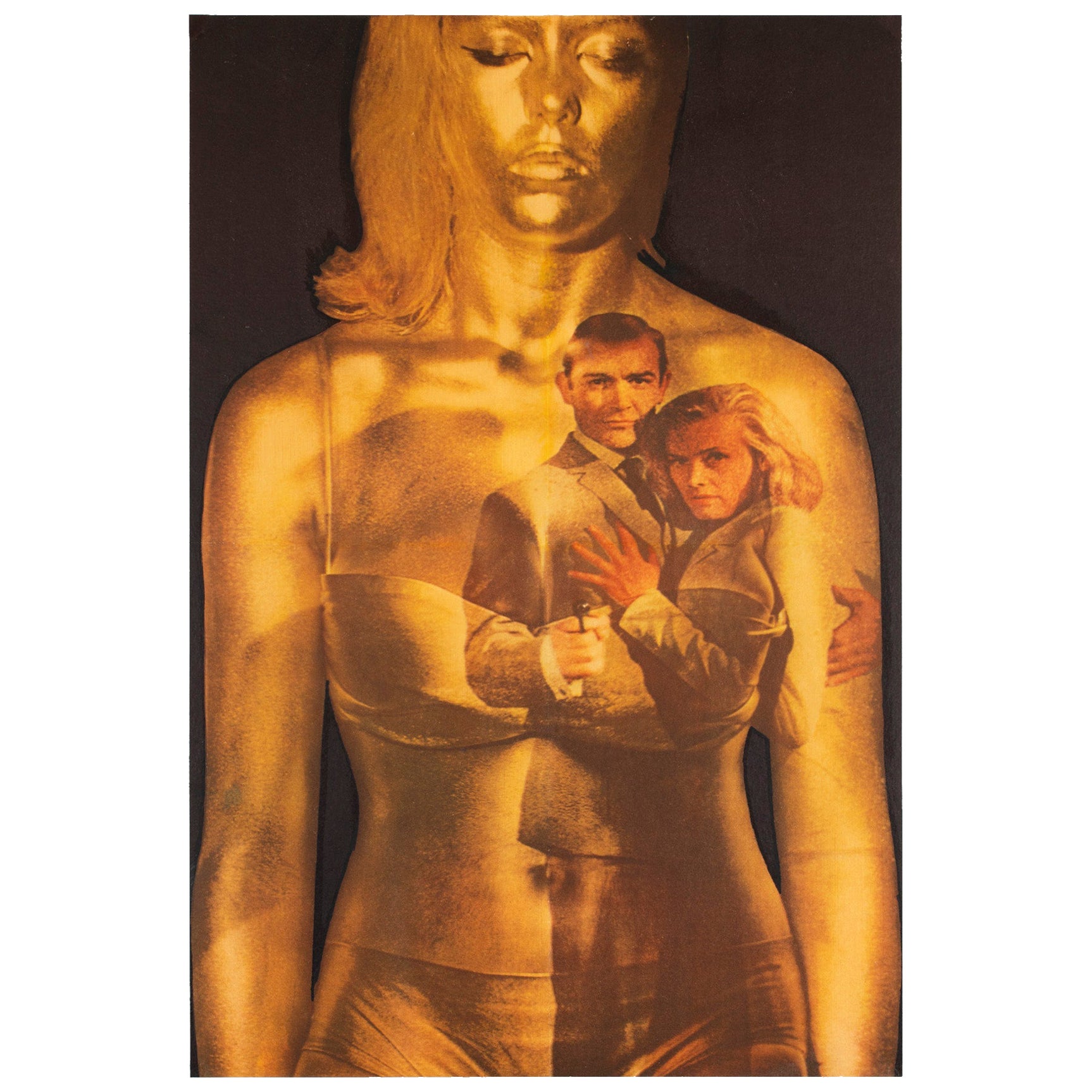 Goldfinger 1964 UK Double Crown Advance Style A Poster cinematografico, Robert Brownjohn in vendita