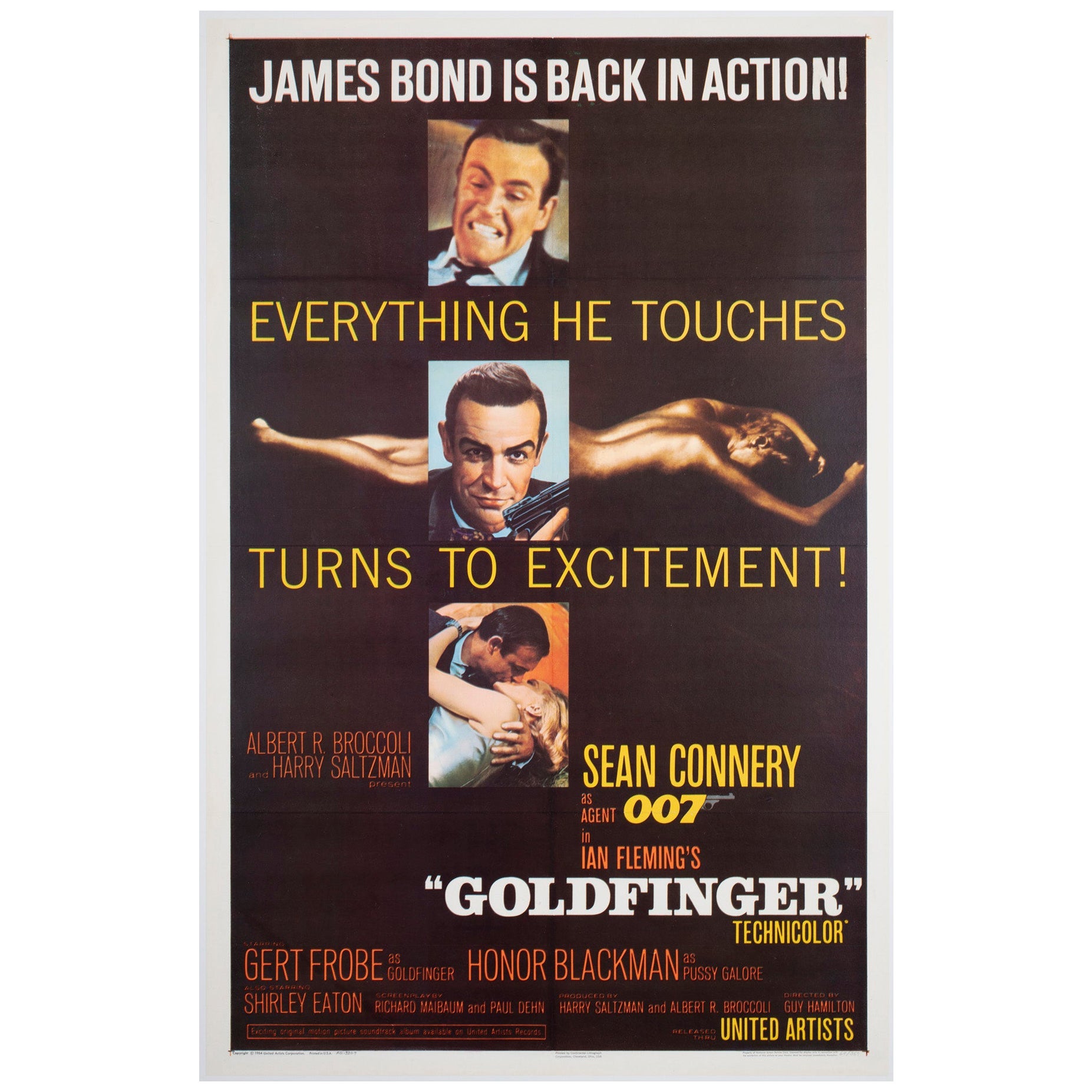 Goldfinger 1964 US 1 Foglio Poster Cinematografico