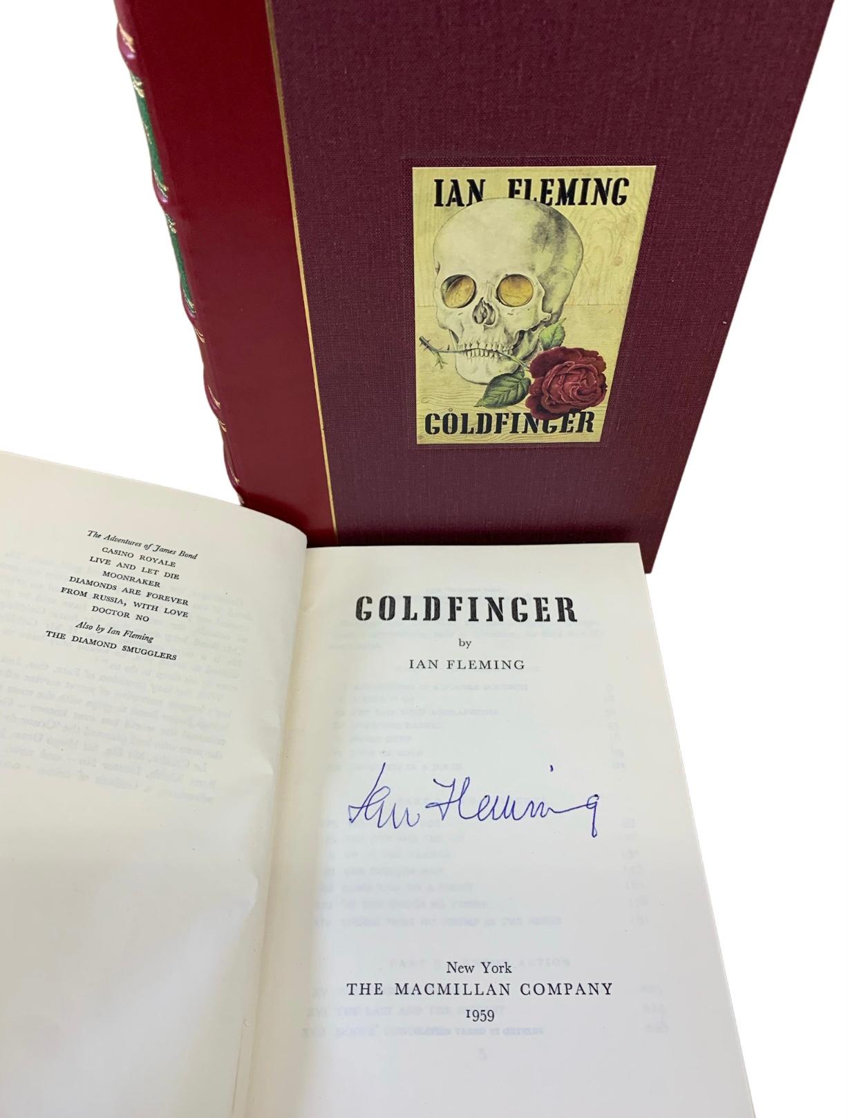 Fleming, Ian. Goldfinger. New York: The MacMillan Company, 1959. First American edition, first printing. Octavo, in original black cloth boards with blind embossed skull stamp to front boards, with gilt in the eye sockets. Gilt title, publisher, and