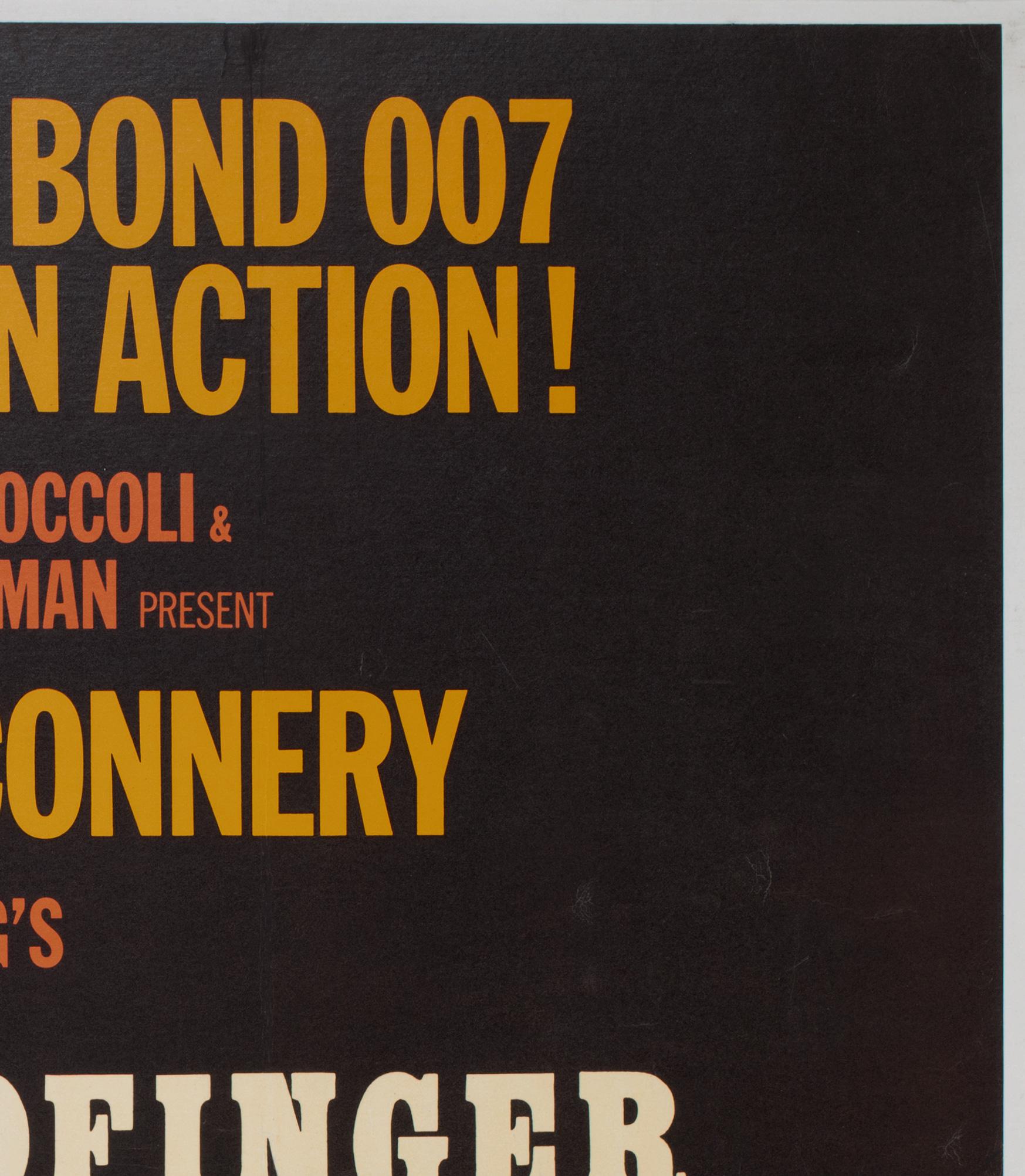 GOLDFINGER - JAMES BOND 1964 Cartel de cine cuádruple del Reino Unido, estilo B,  ROBERT BROWNJOHN siglo XX en venta