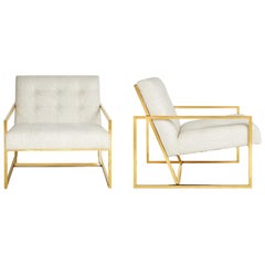 Goldfinger Linen and Brass Lounge Chair