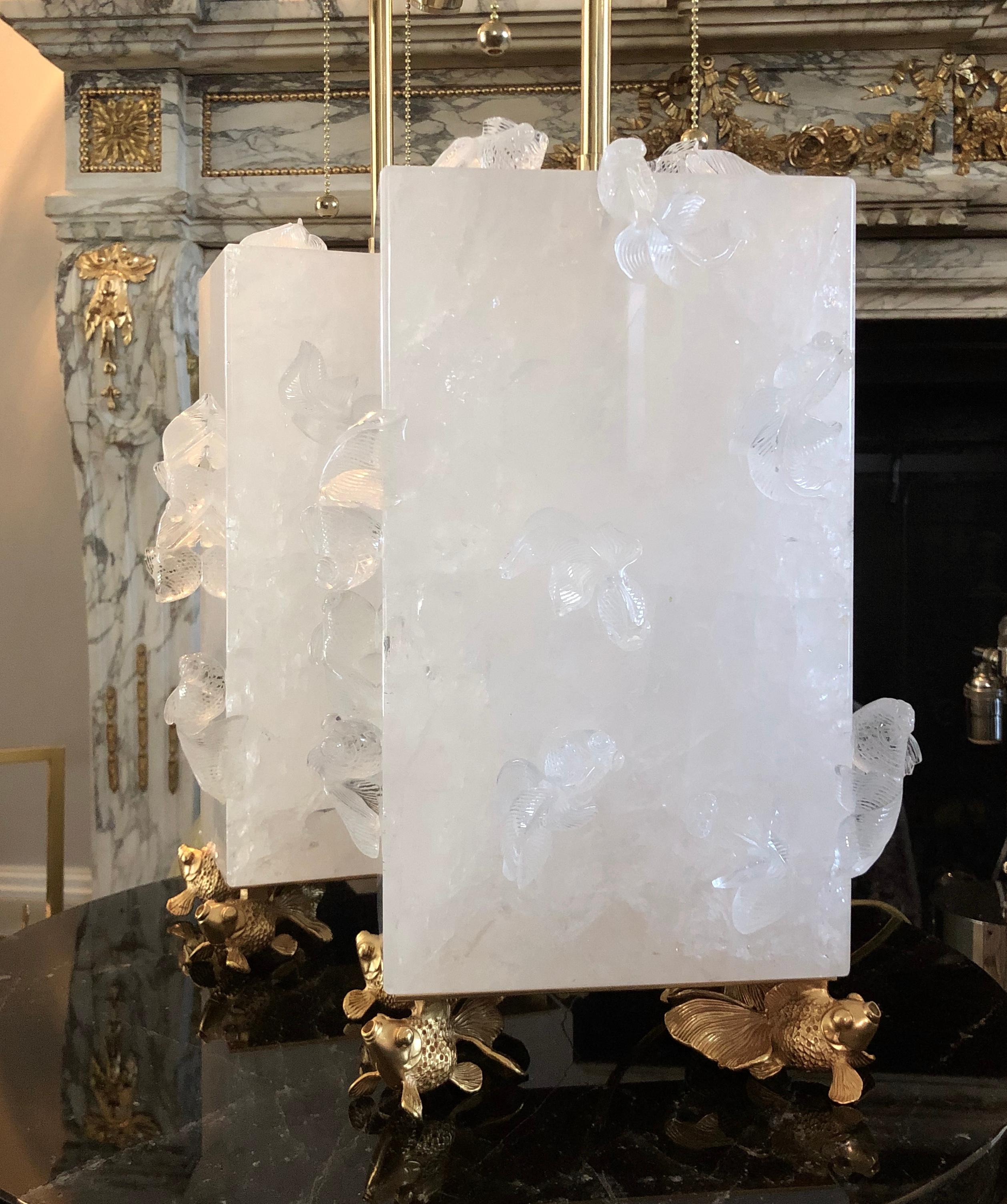 Lampade di cristallo a forma di pesci rossi di Phoenix In condizioni ottime in vendita a New York, NY