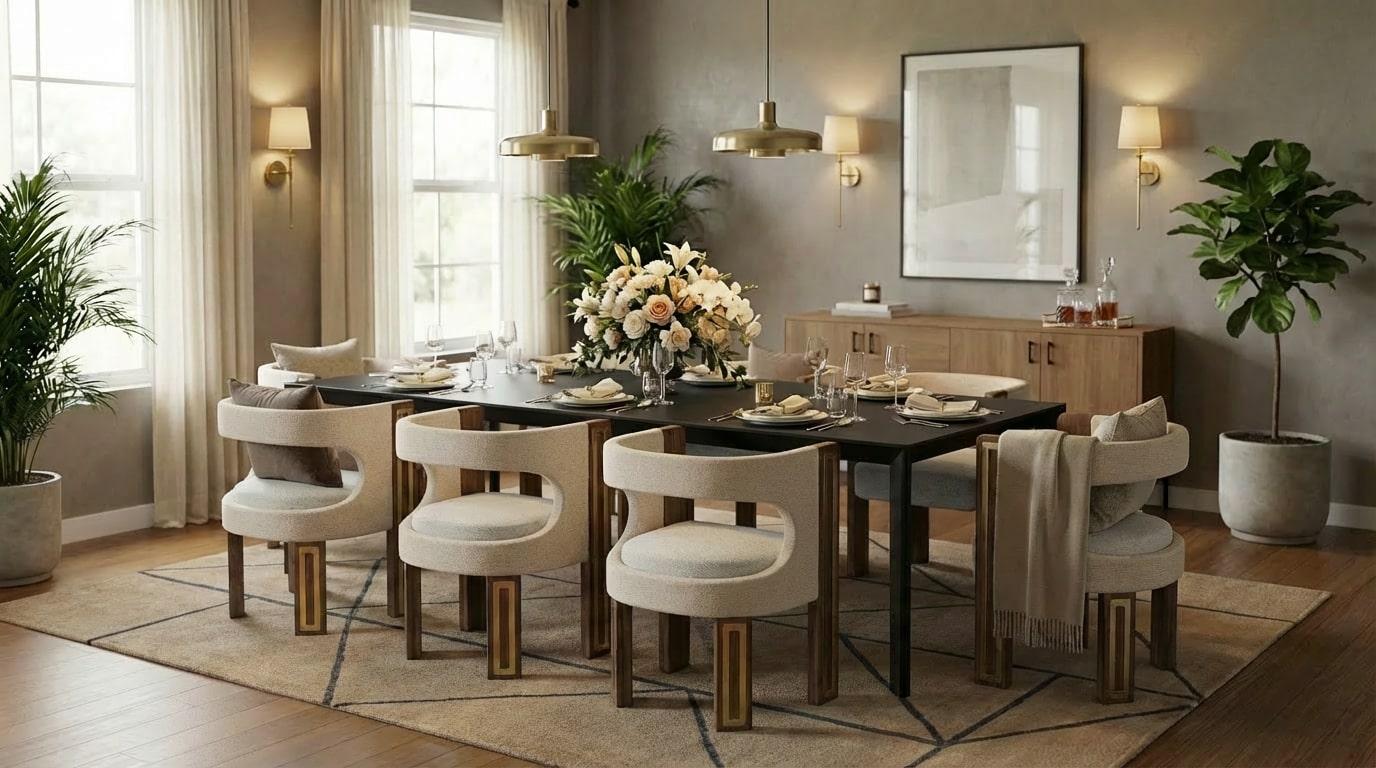 Goldie Dining Chair by Nolita Harbour in Velvet Upholstery with Walnut and Brass en venta 1