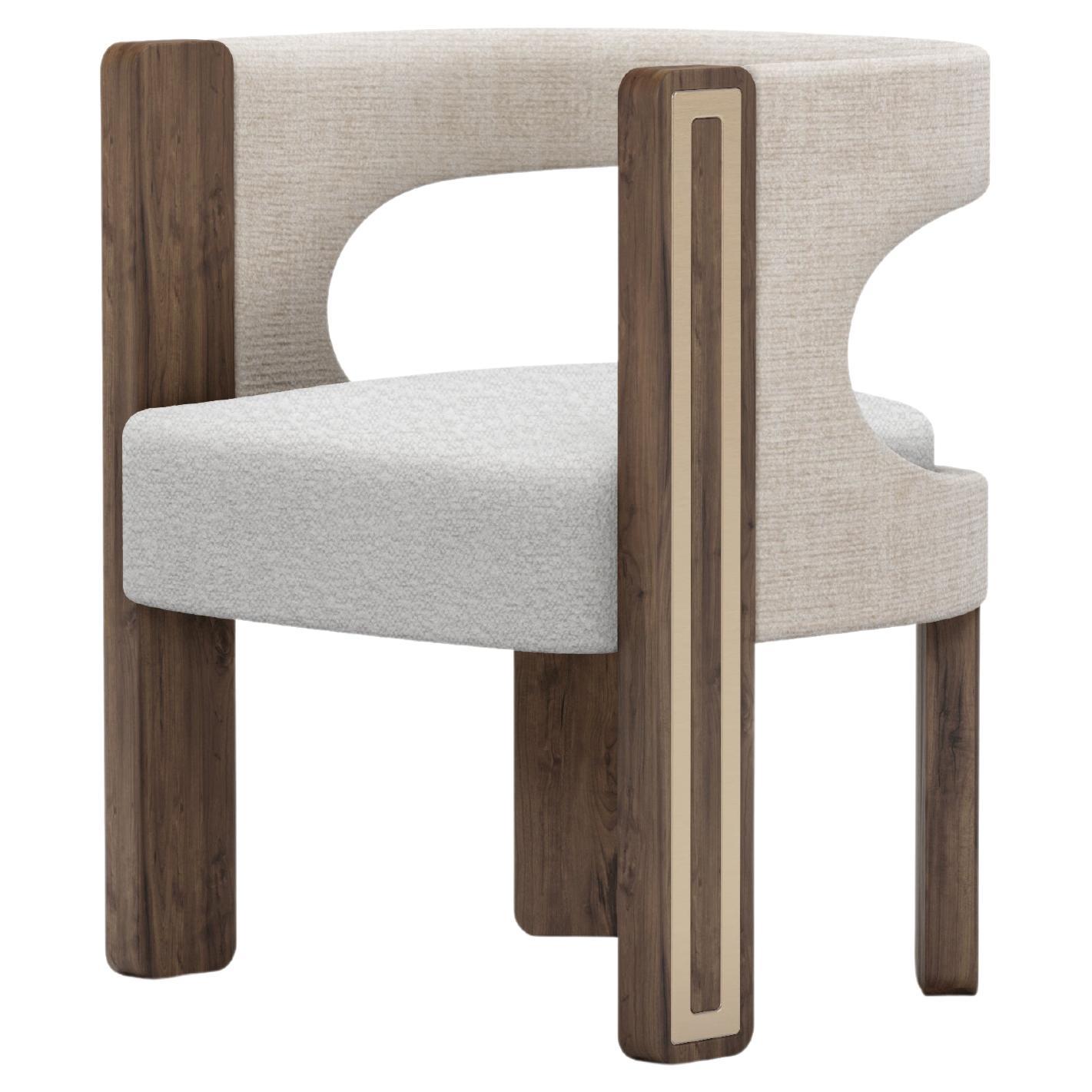Goldie Dining Chair by Nolita Harbour in Velvet Upholstery with Walnut and Brass
